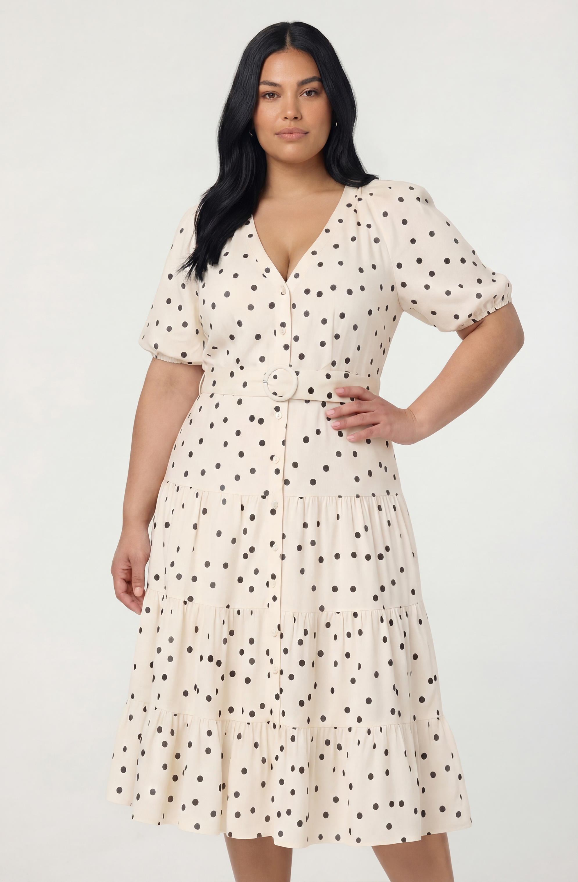Minnie Belted Polka Dot Midi Dress