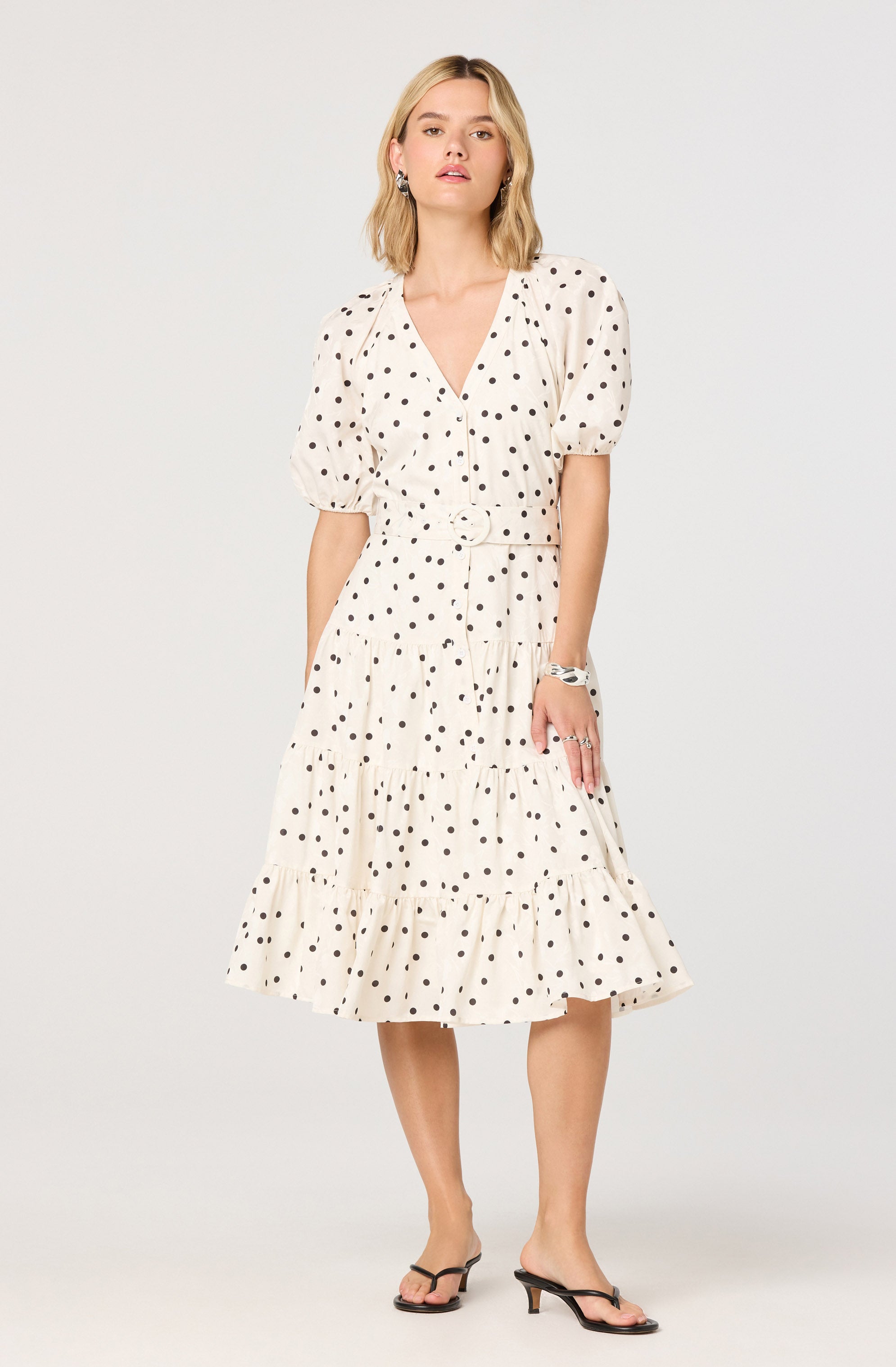 Minnie Belted Polka Dot Midi Dress