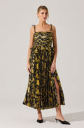Emerys Pleated Metallic Floral Dress