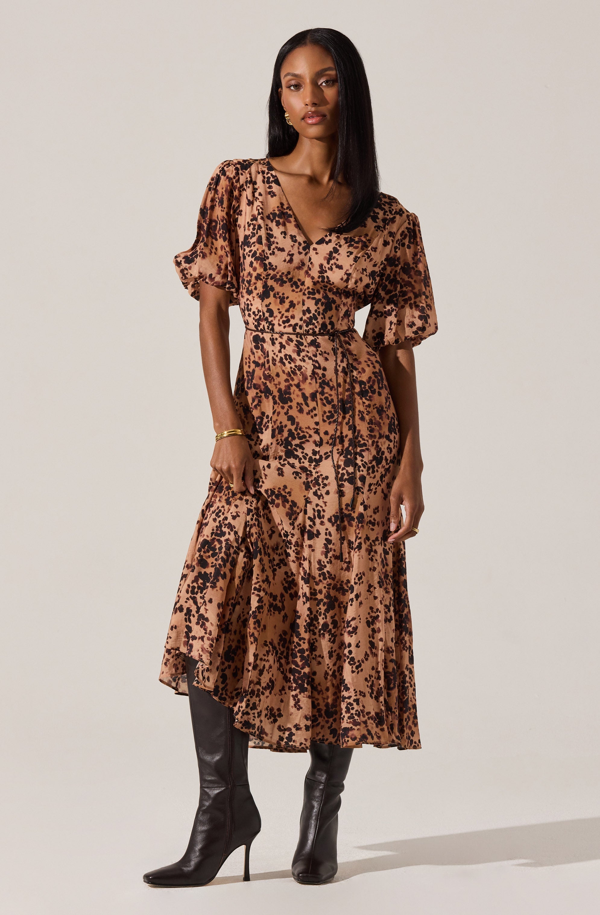 Lavena V-Neck Puff Sleeve Dress