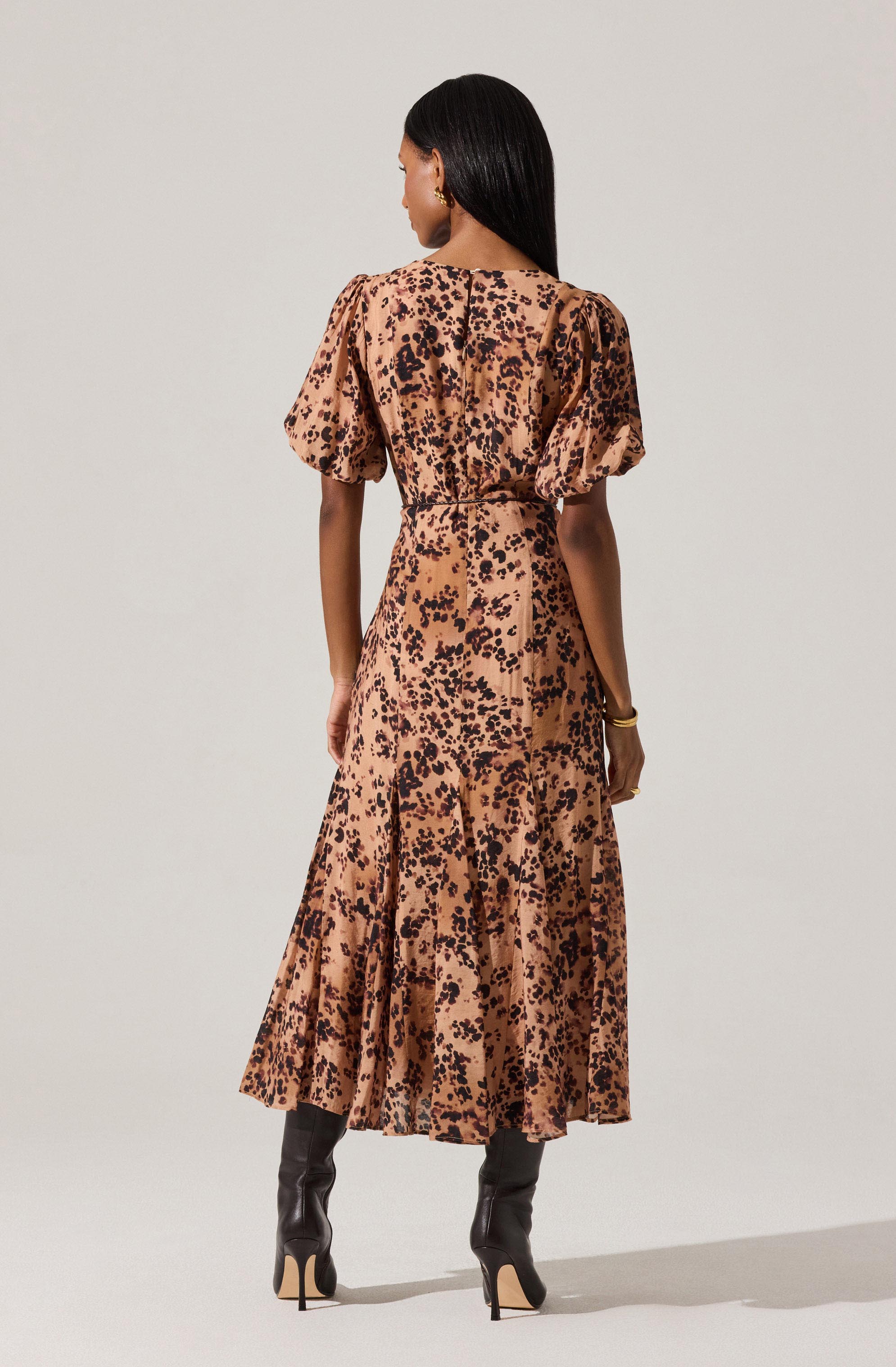 Lavena V-Neck Puff Sleeve Dress