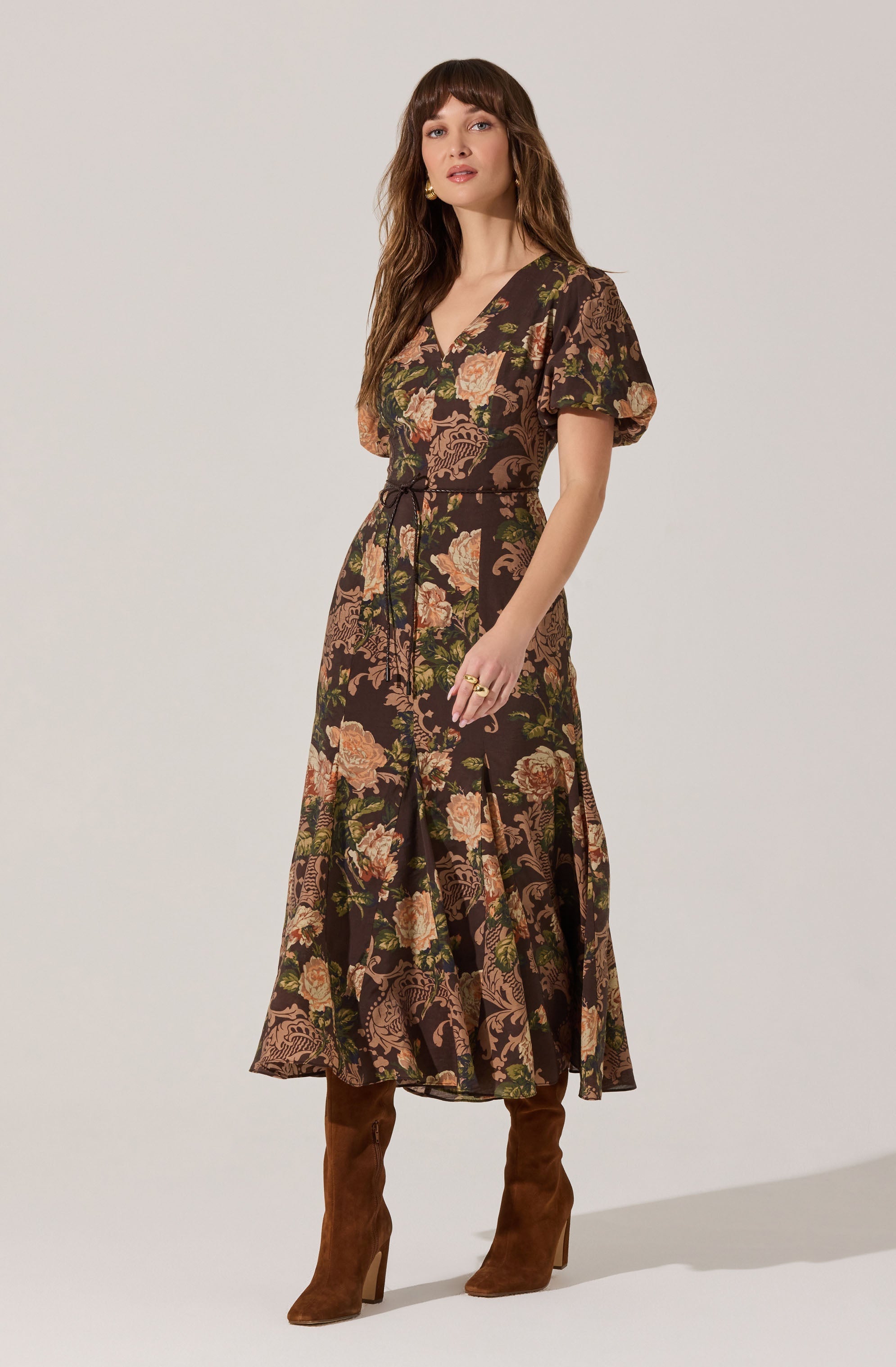 Lavena V-Neck Puff Sleeve Dress