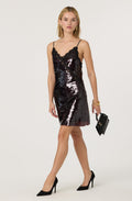 Lexy Lace Trim Sequin Mini Dress