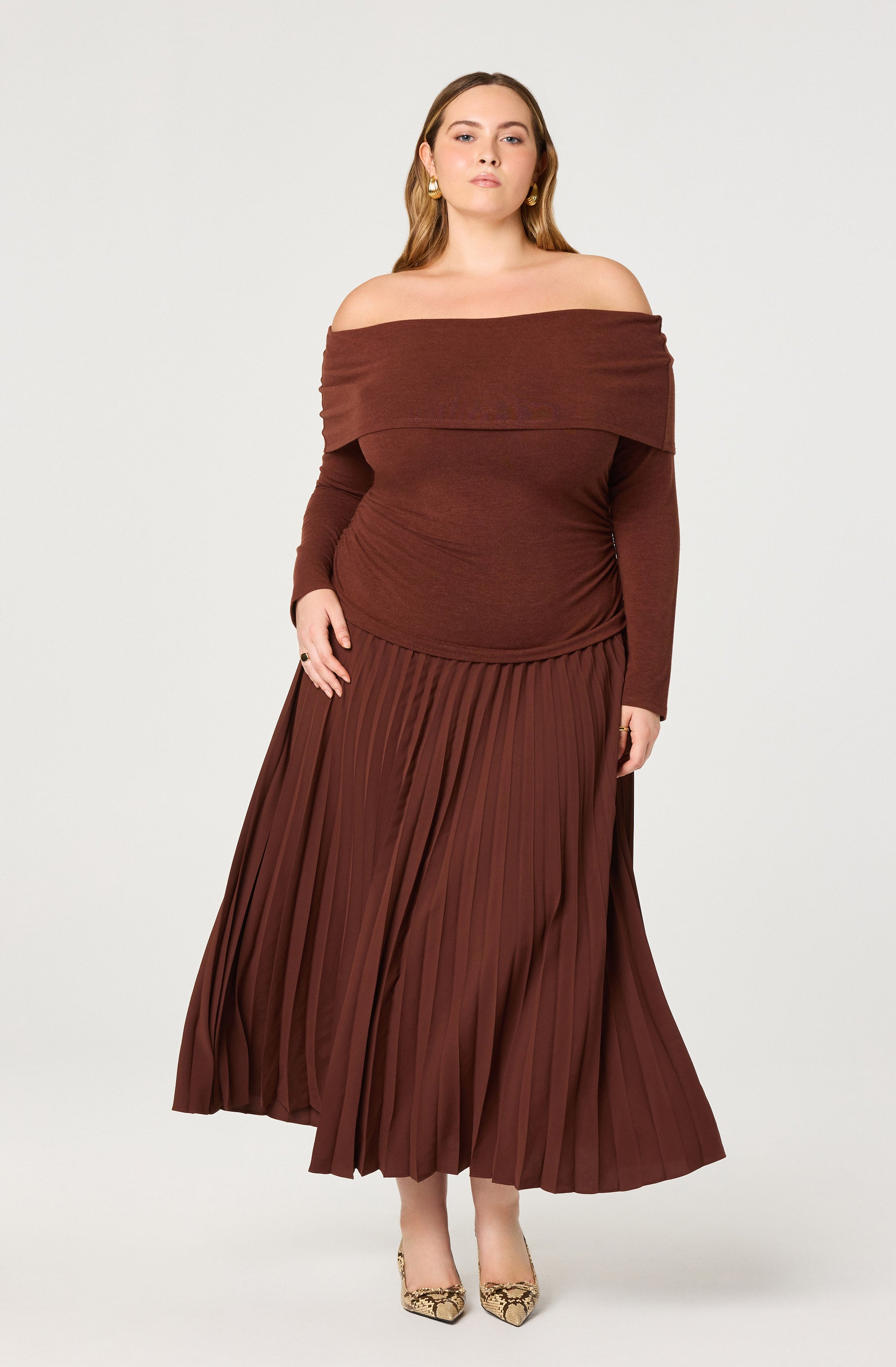 Tanaia Pleated Mixed Media Dress