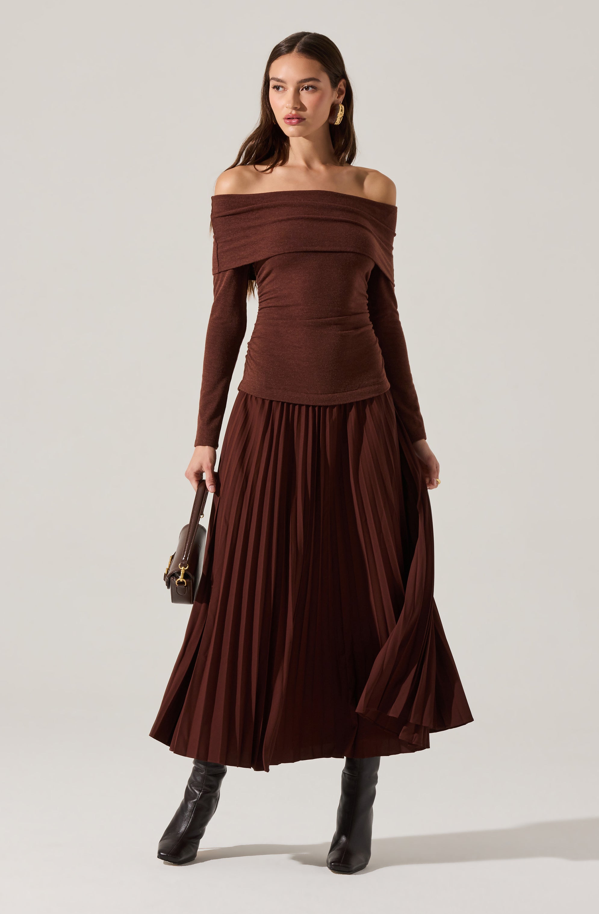 Tanaia Pleated Mixed Media Dress