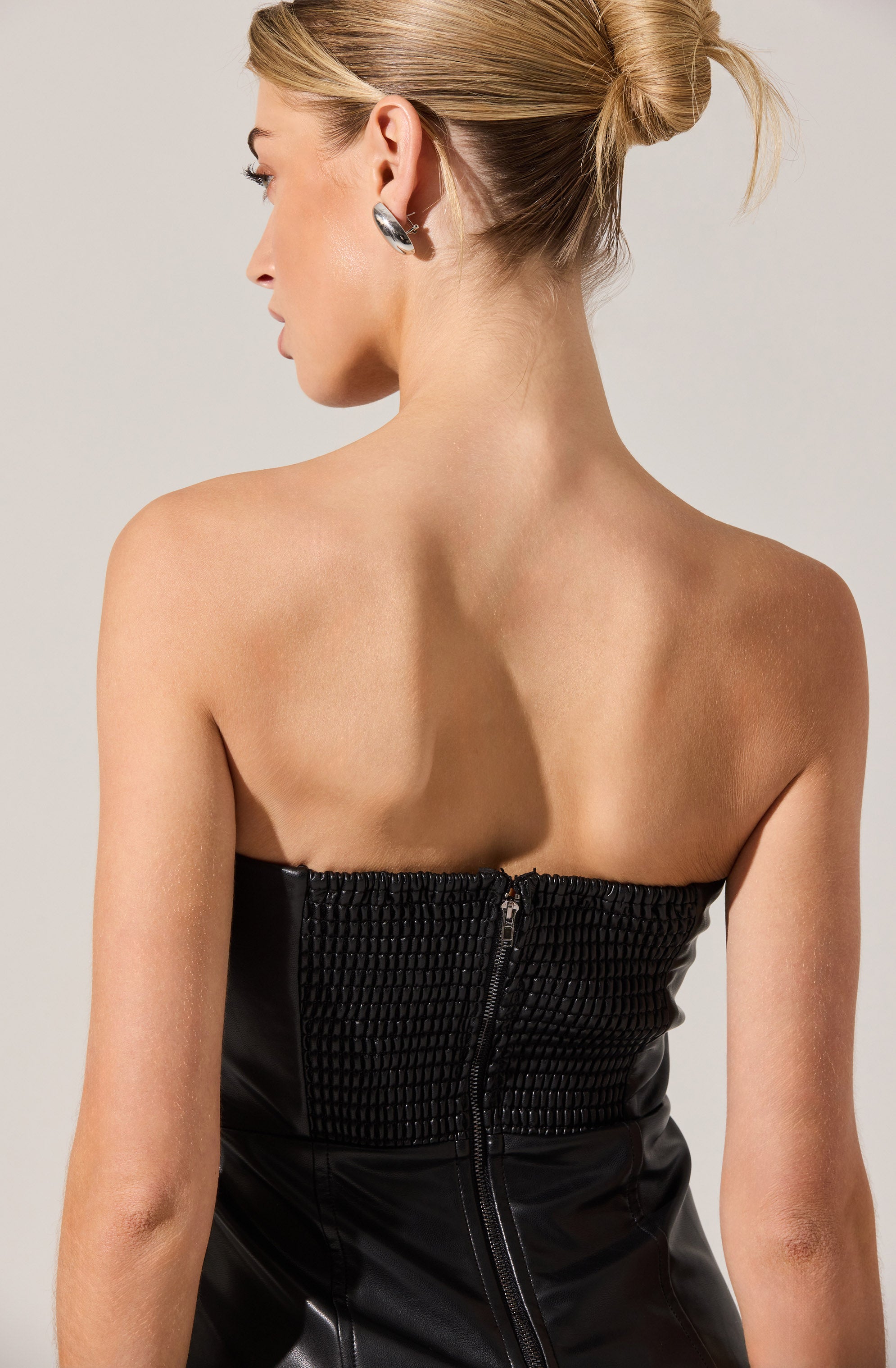 Keyana Strapless Faux Leather Dress