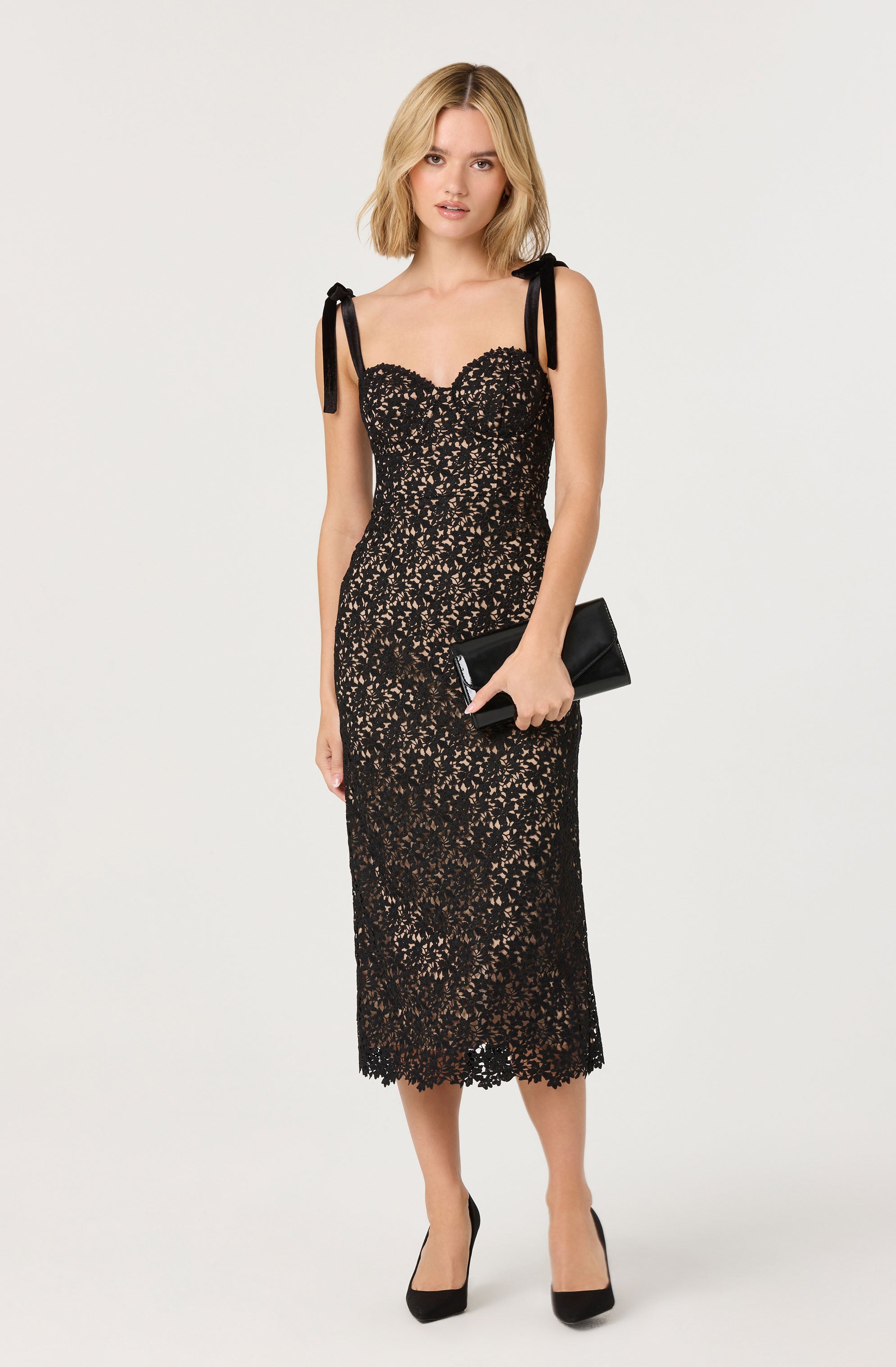 Donne Floral Lace Midi Dress