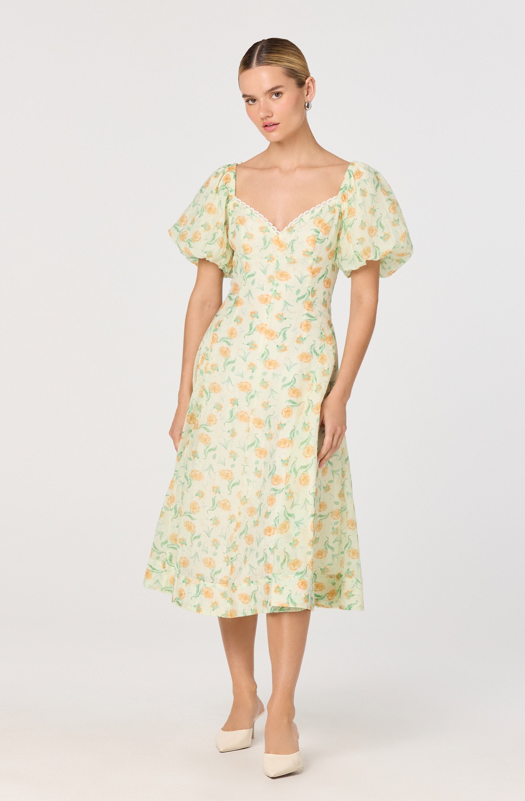 Mayra Crinkle Floral Midi Dress