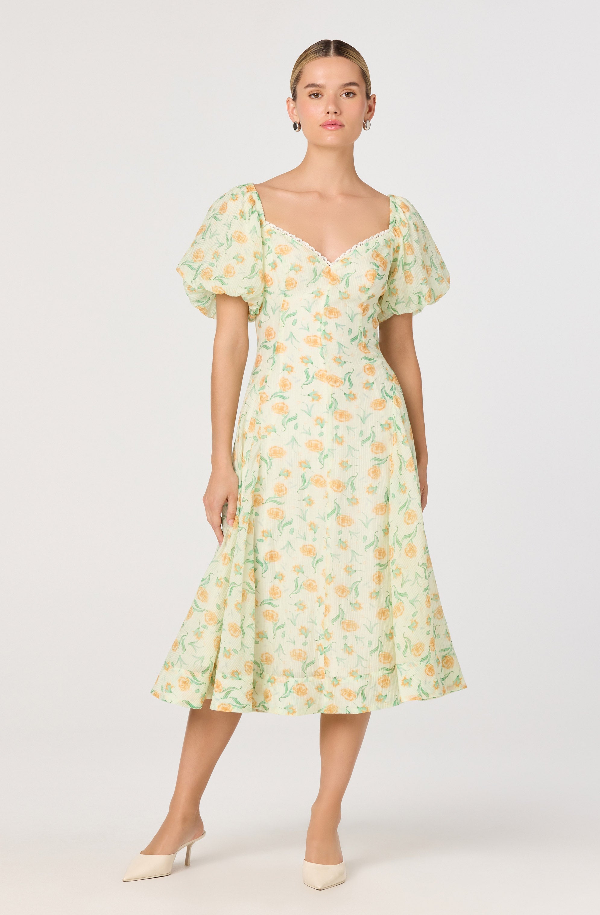 Mayra Crinkle Floral Midi Dress