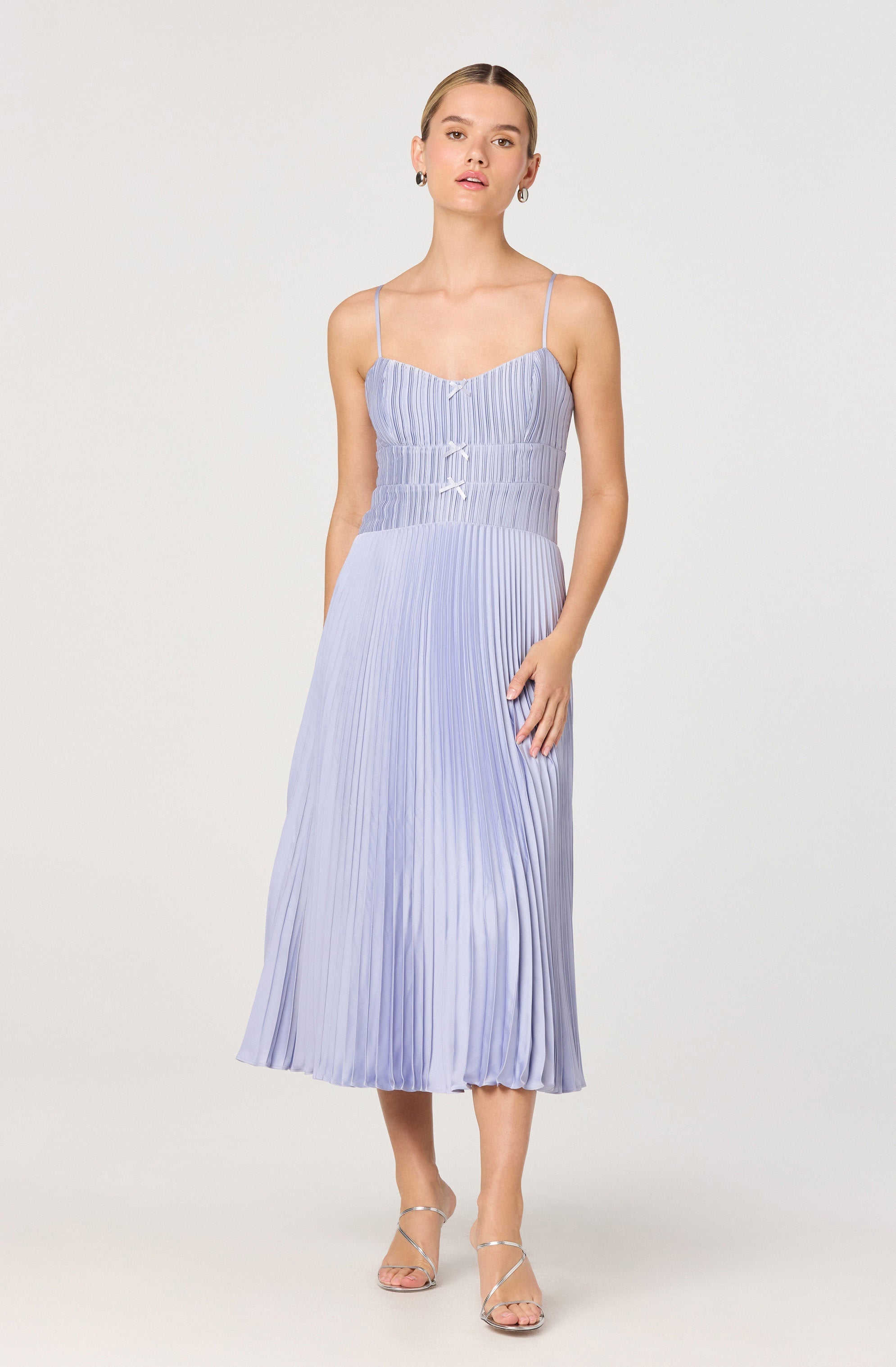 Shionagh Satin Pleated Midi Dress