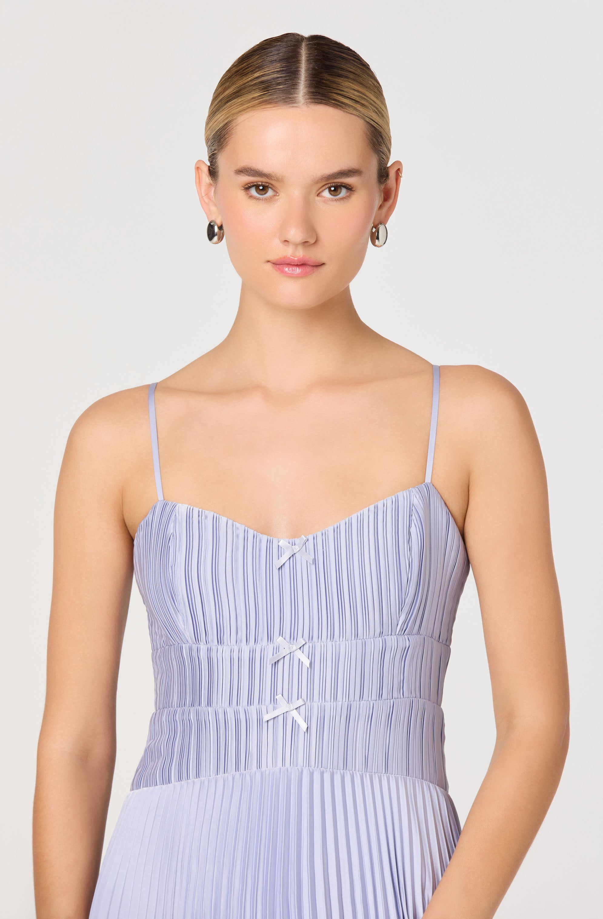 Shionagh Satin Pleated Midi Dress