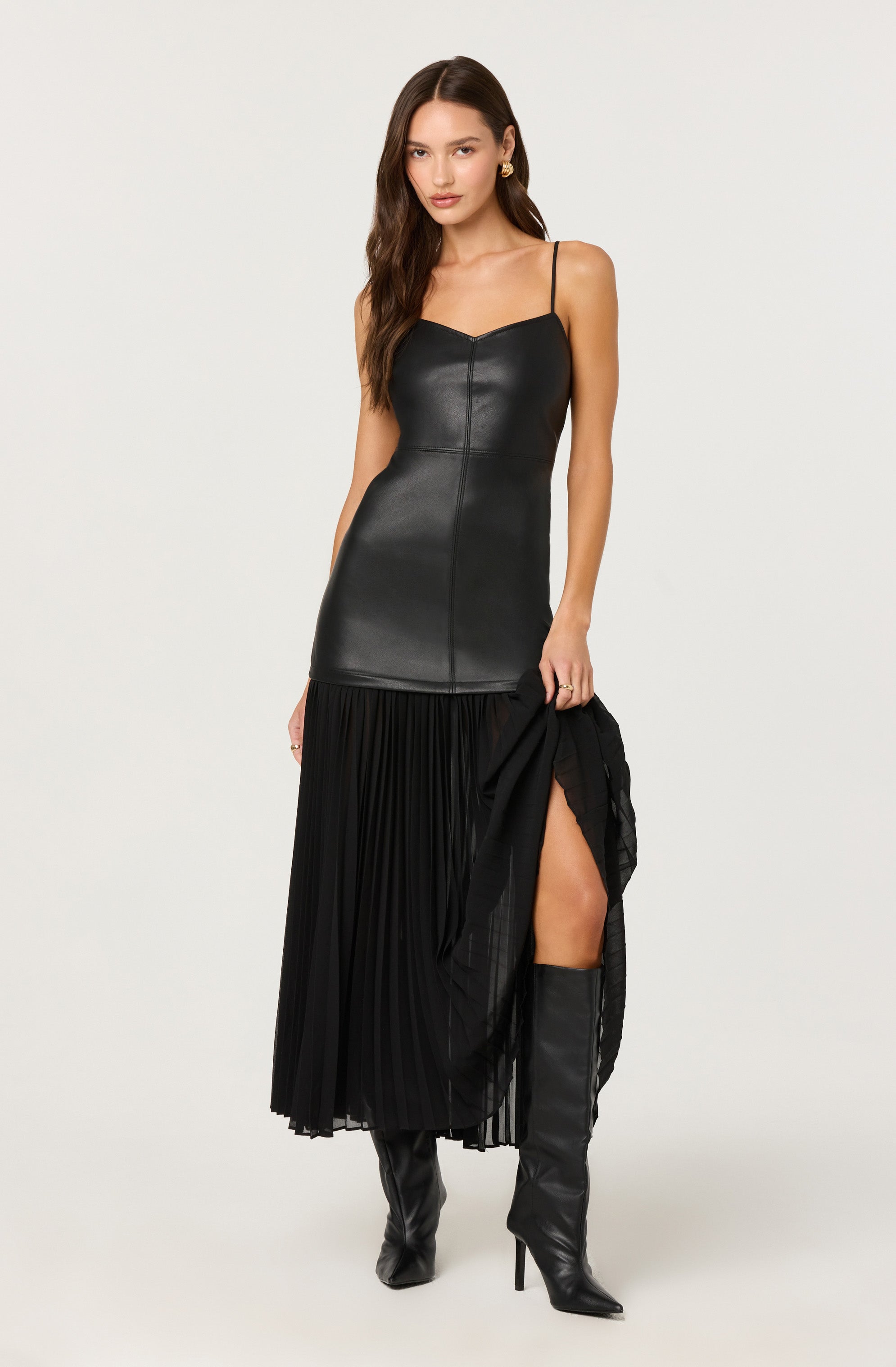 Lezith Faux Leather Maxi Dress