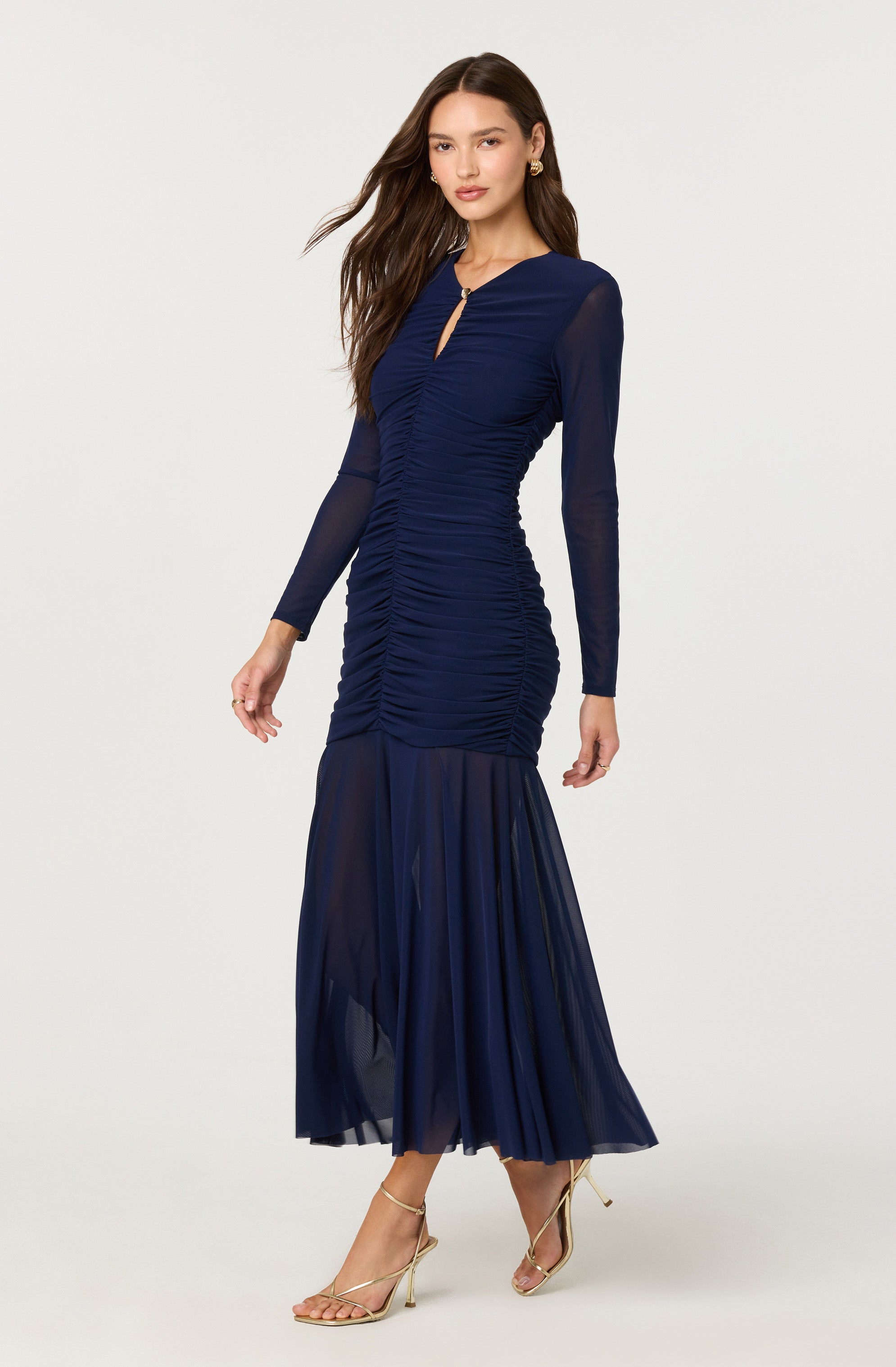 Yasmine Ruched Long Sleeve Dress