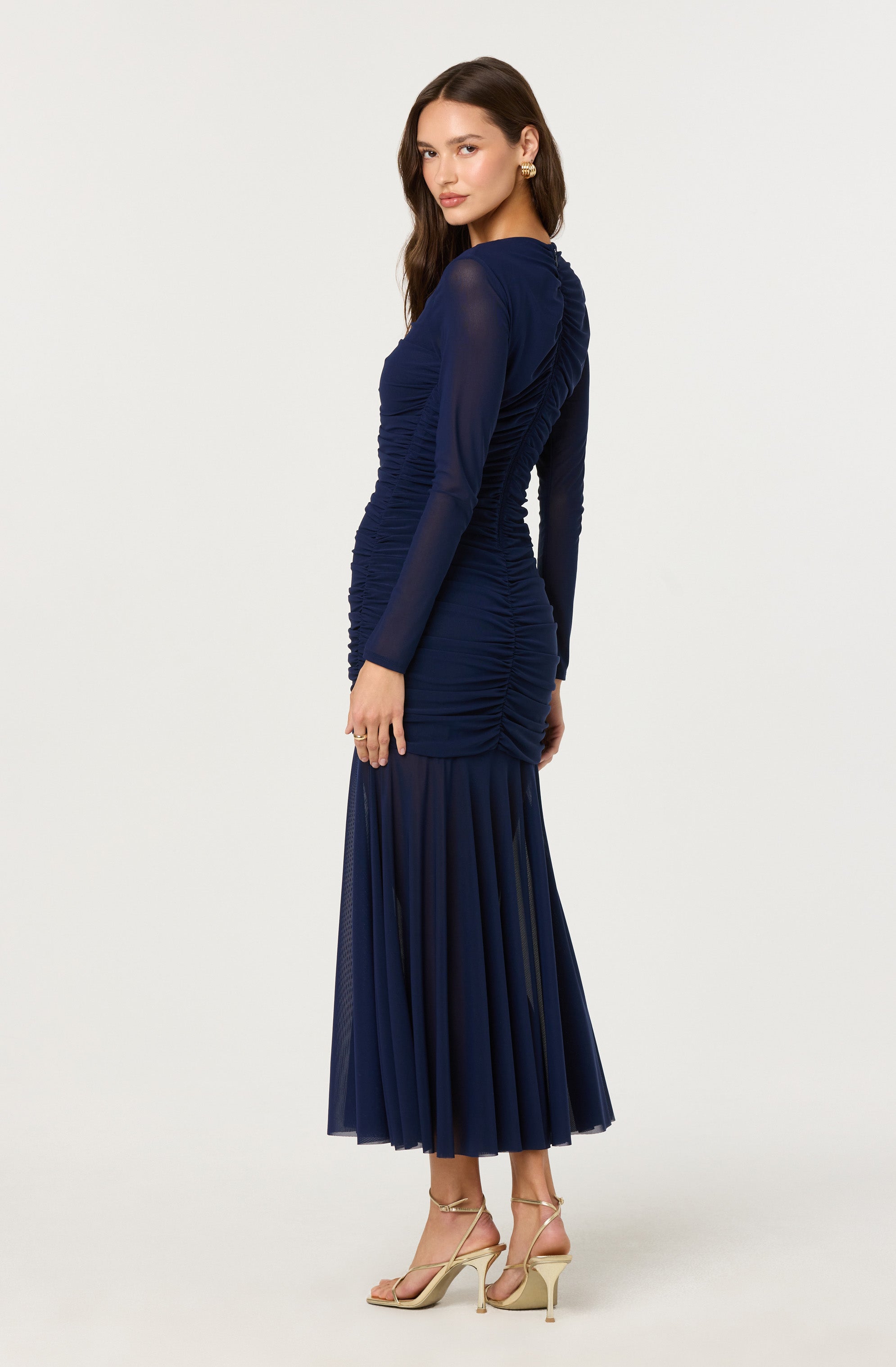 Yasmine Ruched Long Sleeve Dress