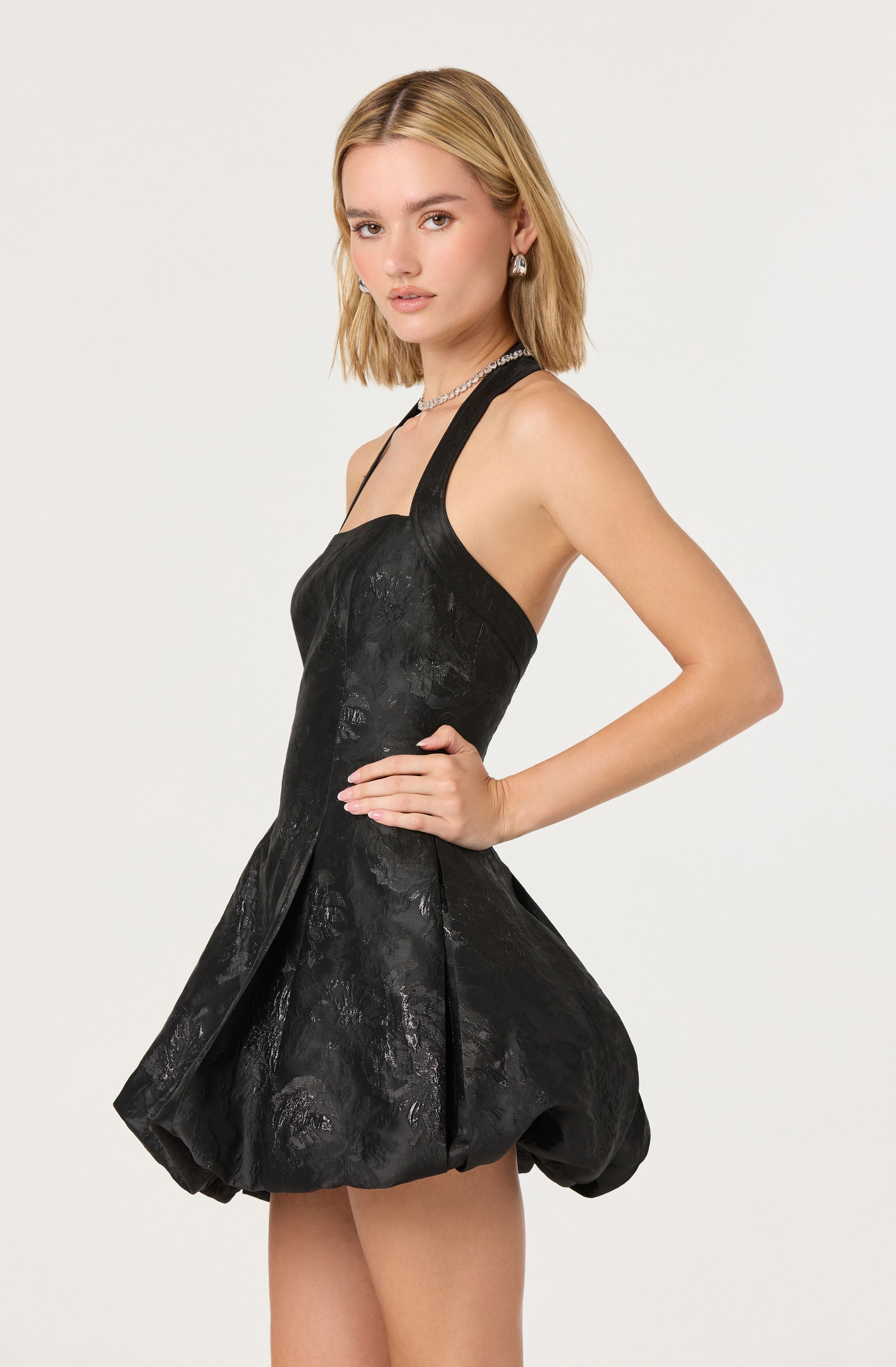 Jinx Jacquard Halter Mini Dress