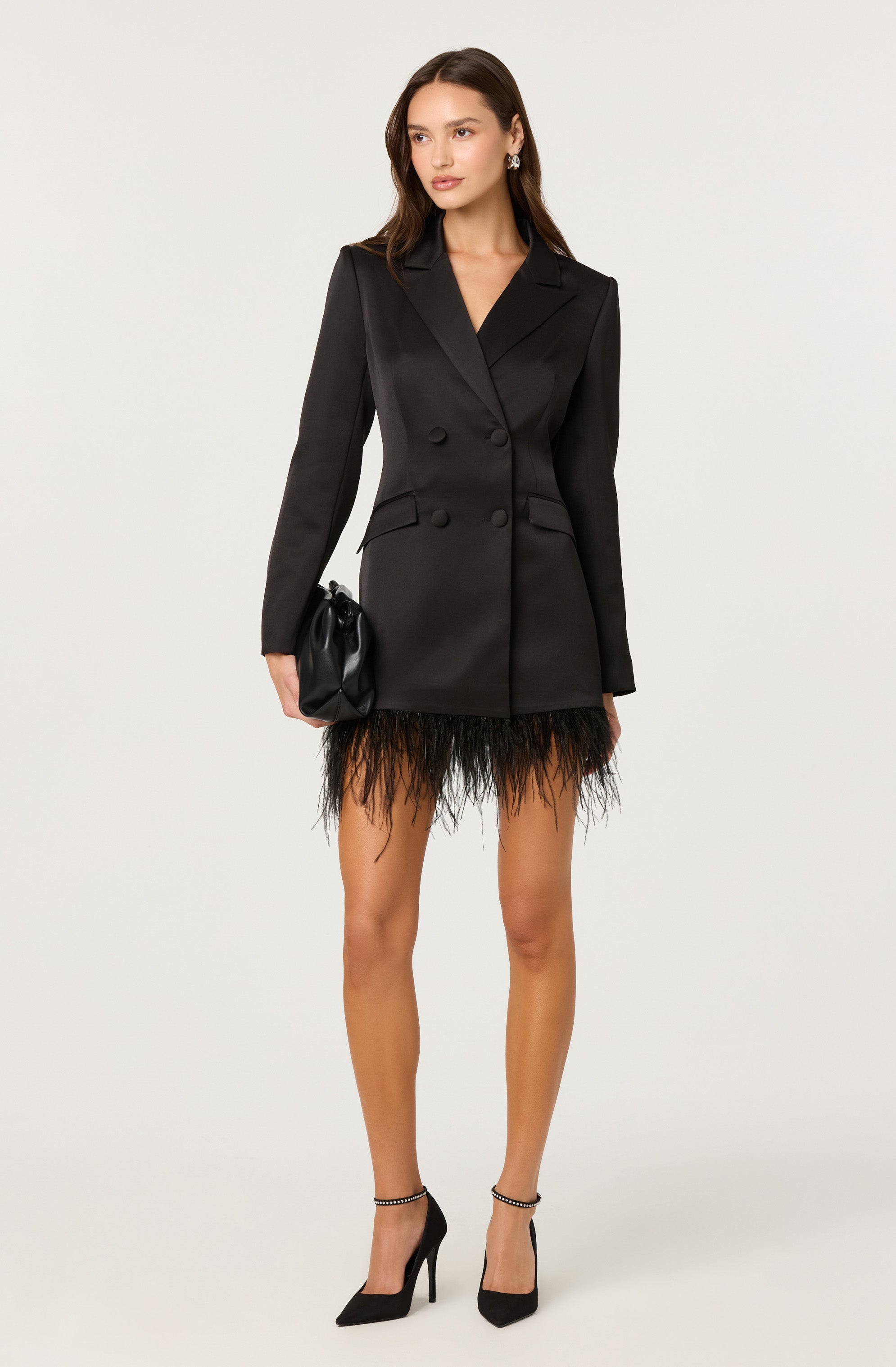 Breonna Feather Trim Blazer Dress