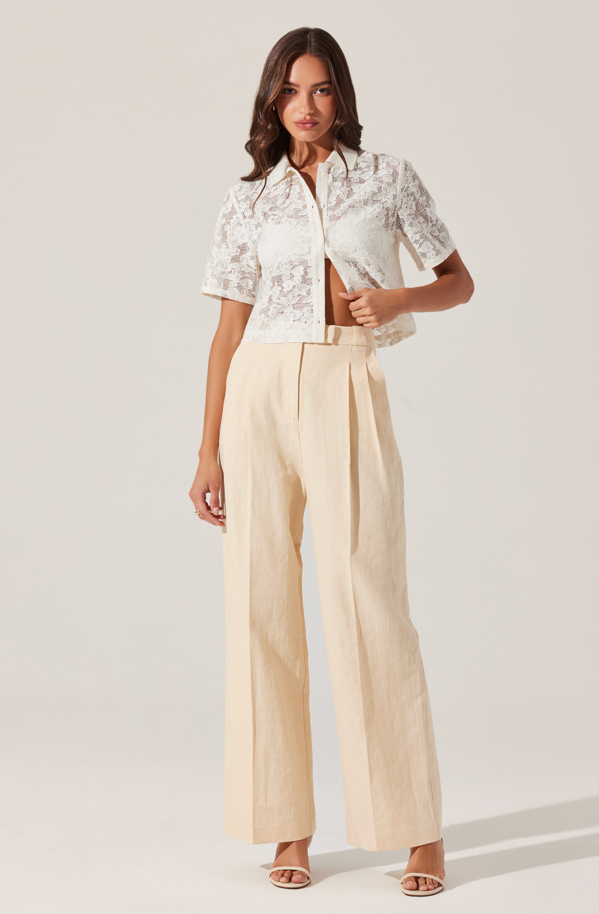 Bryony Linen Blend Pleated Pants