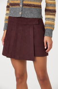 Theodora Faux Suede Pleated Skirt
