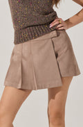 Theodora Pleated Faux Suede Skirt