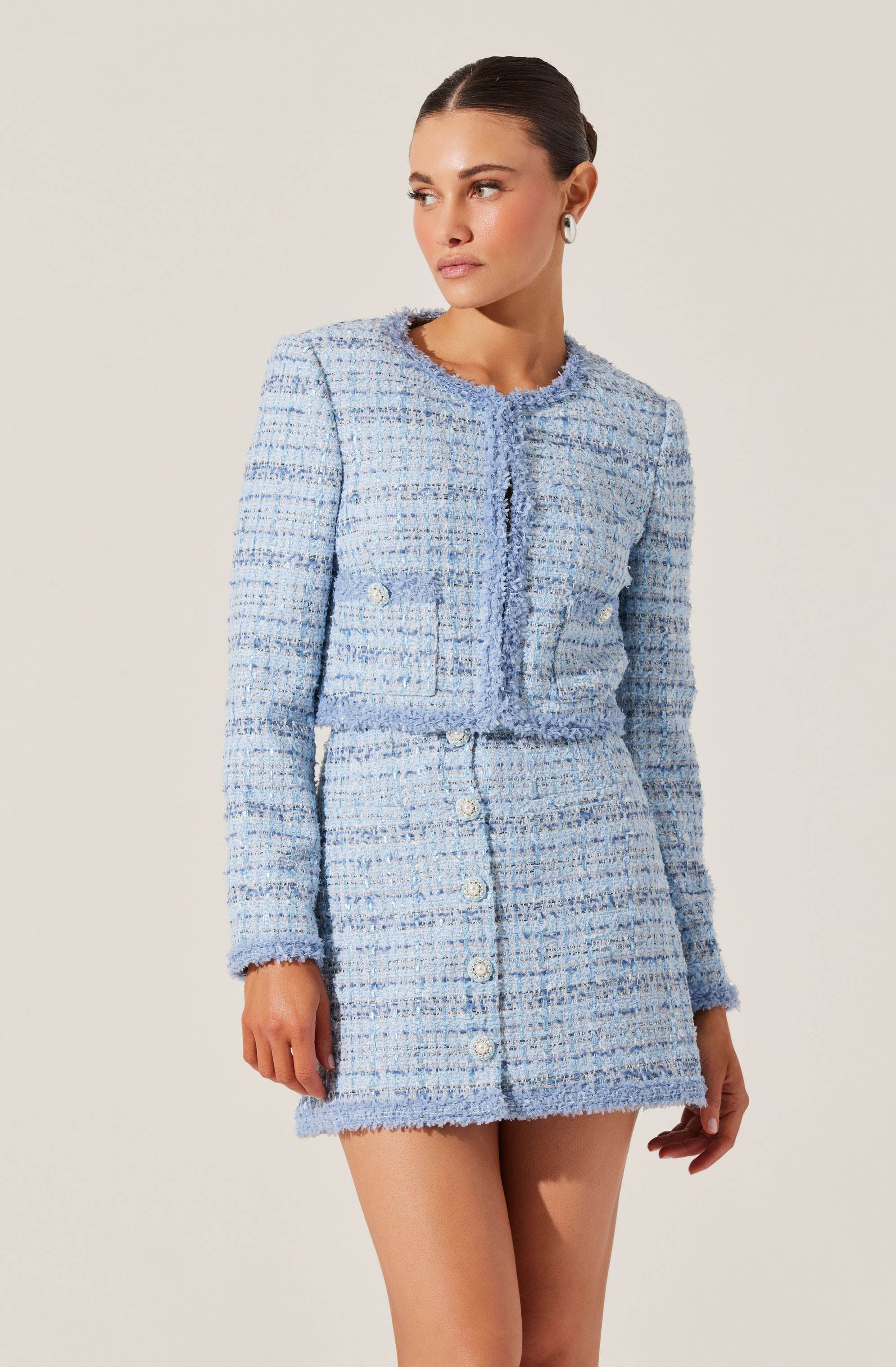 Mavey Tweed Contrast Trim Skirt