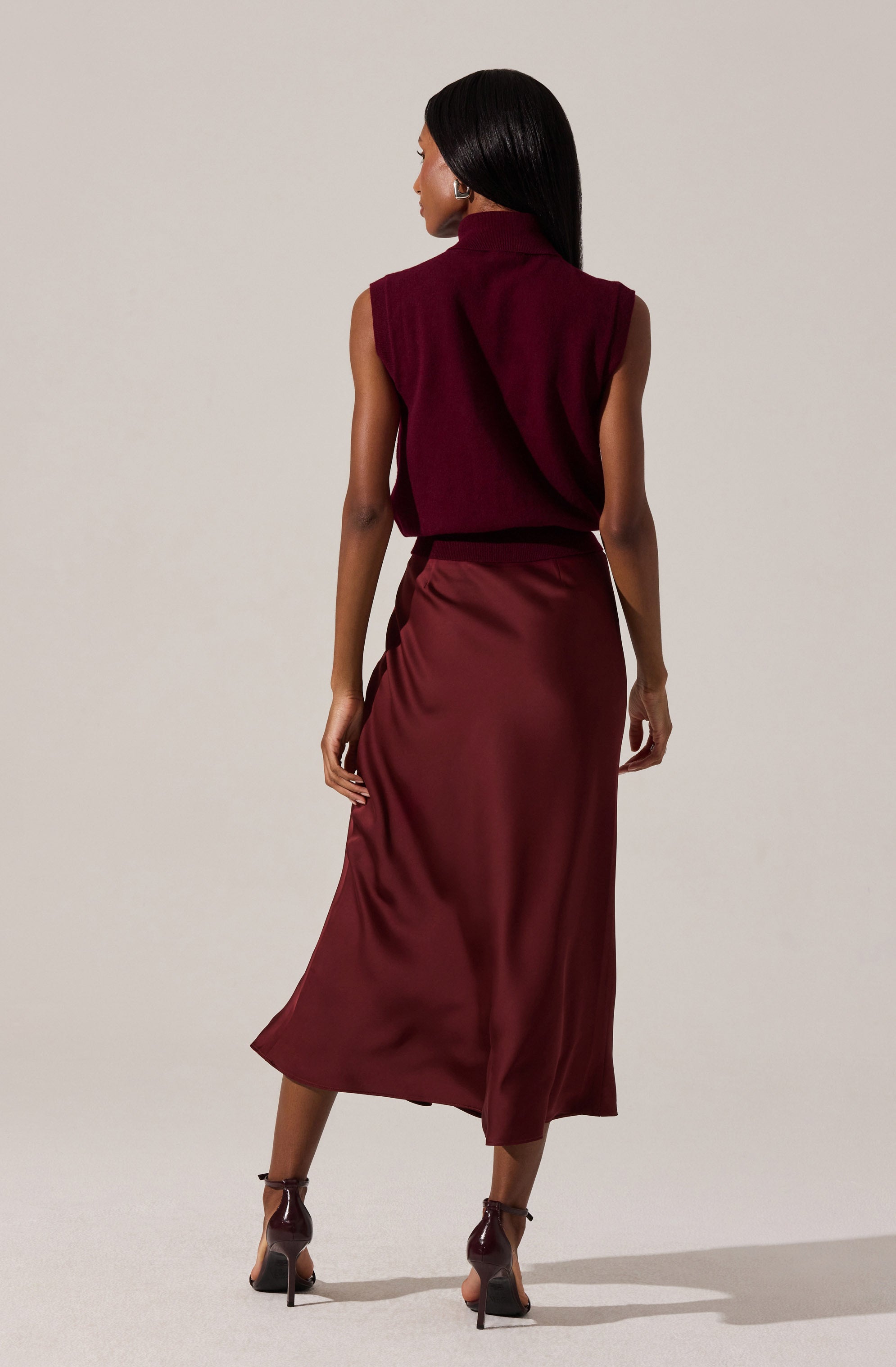 Windey Satin Midi Skirt