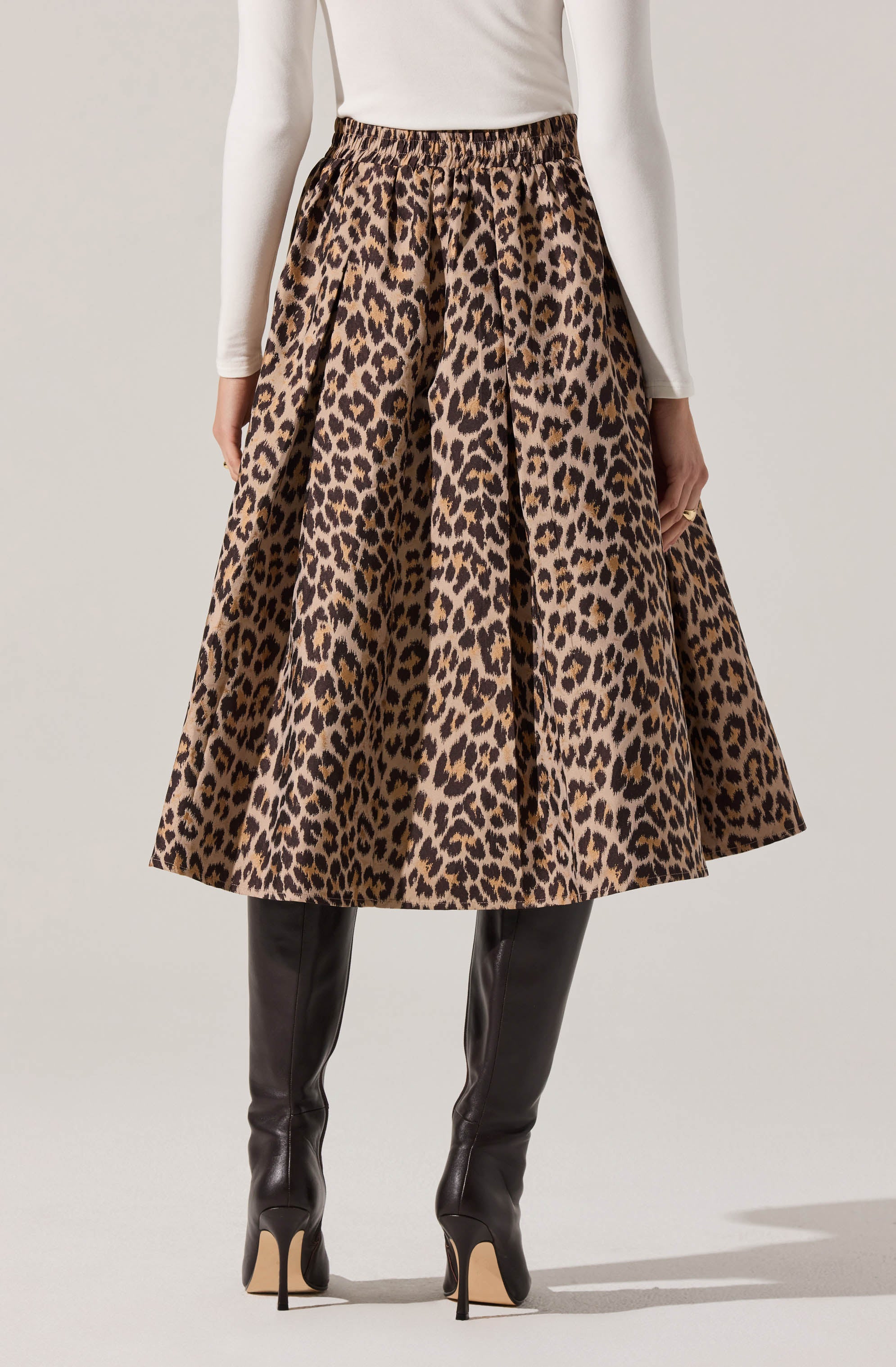 Andolina Pleated Leopard Midi Skirt