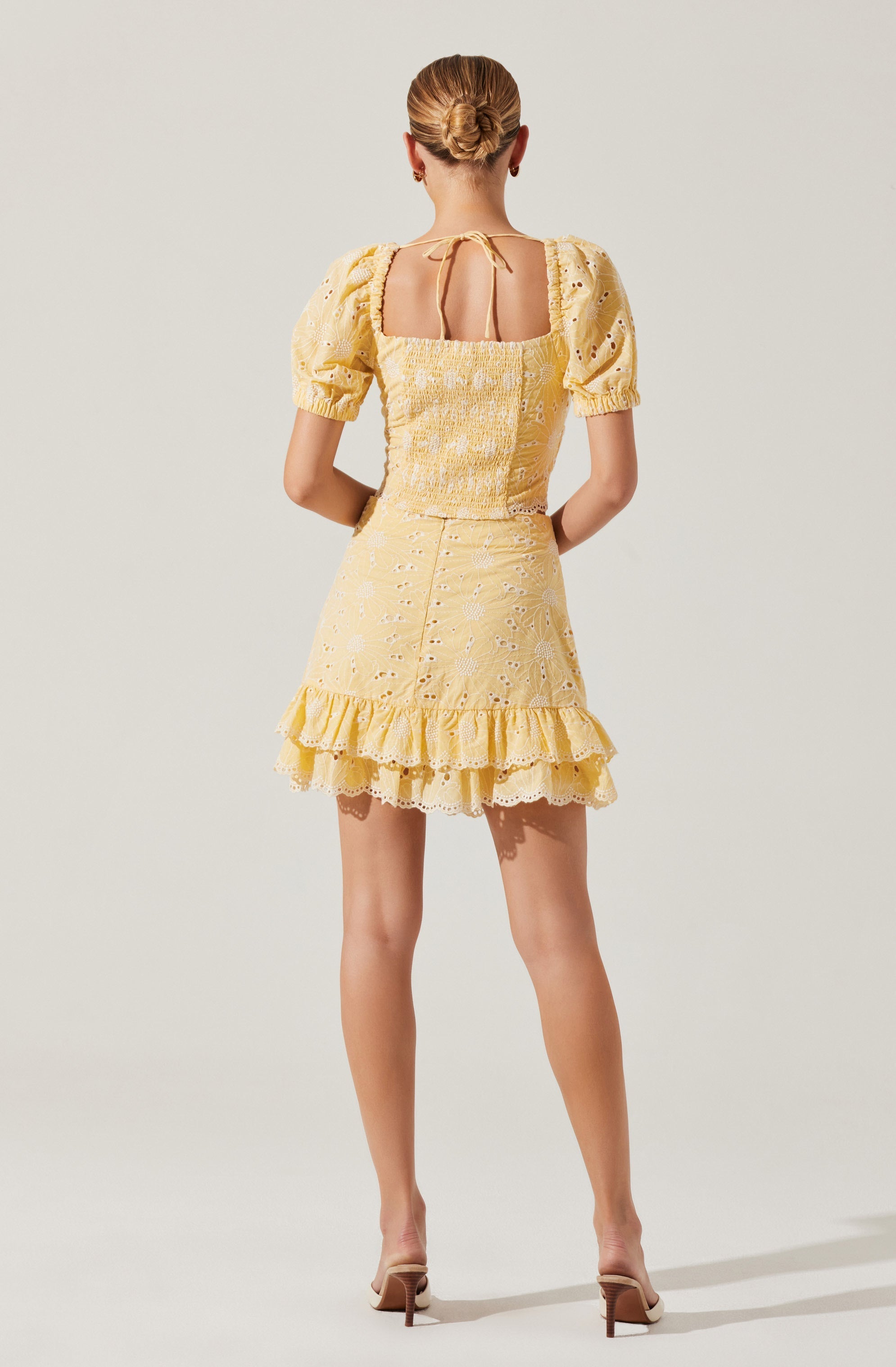 Evelin Eyelet Ruffle Mini Skirt