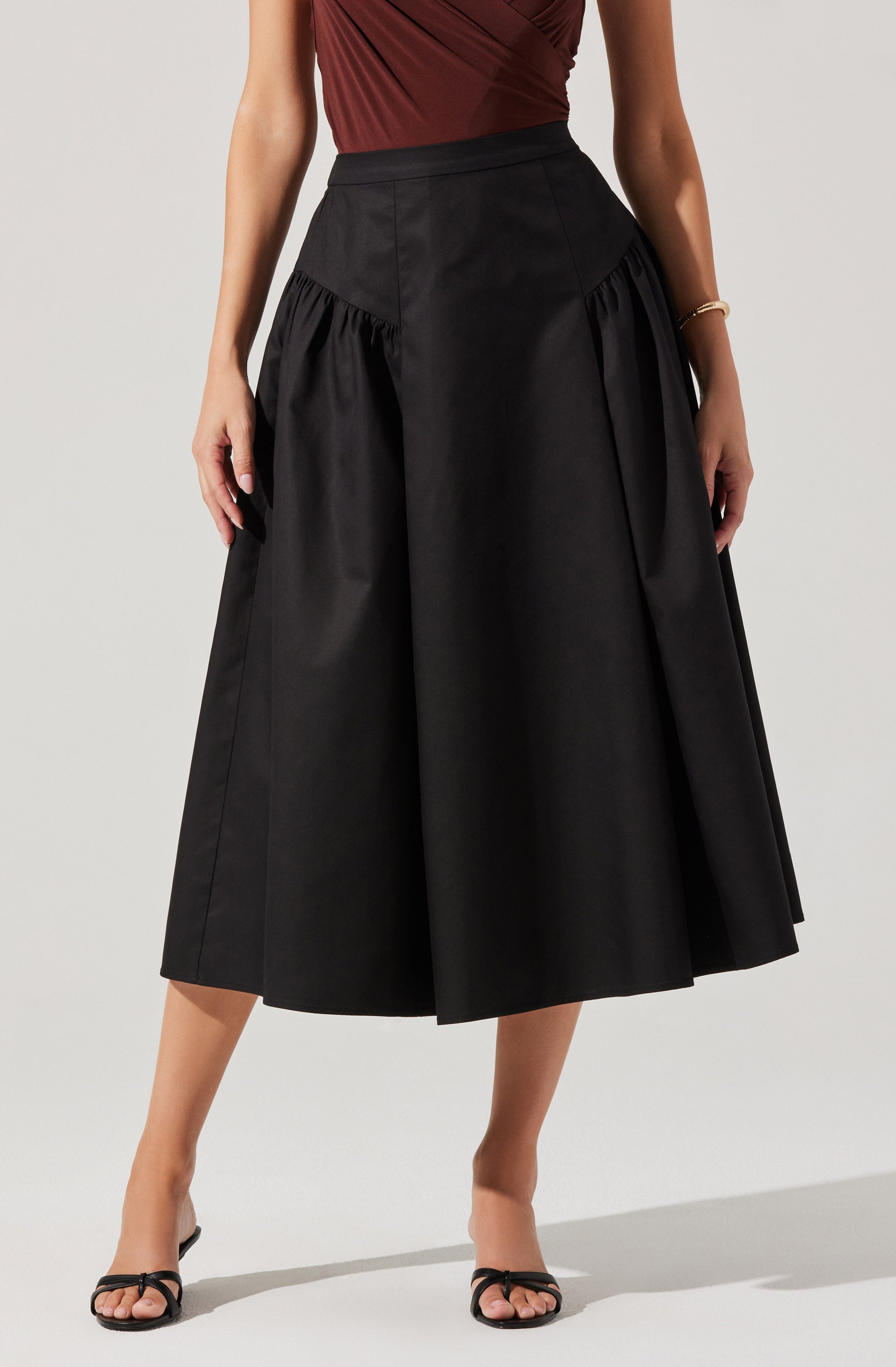 Laila Ruched Detail Midi Skirt