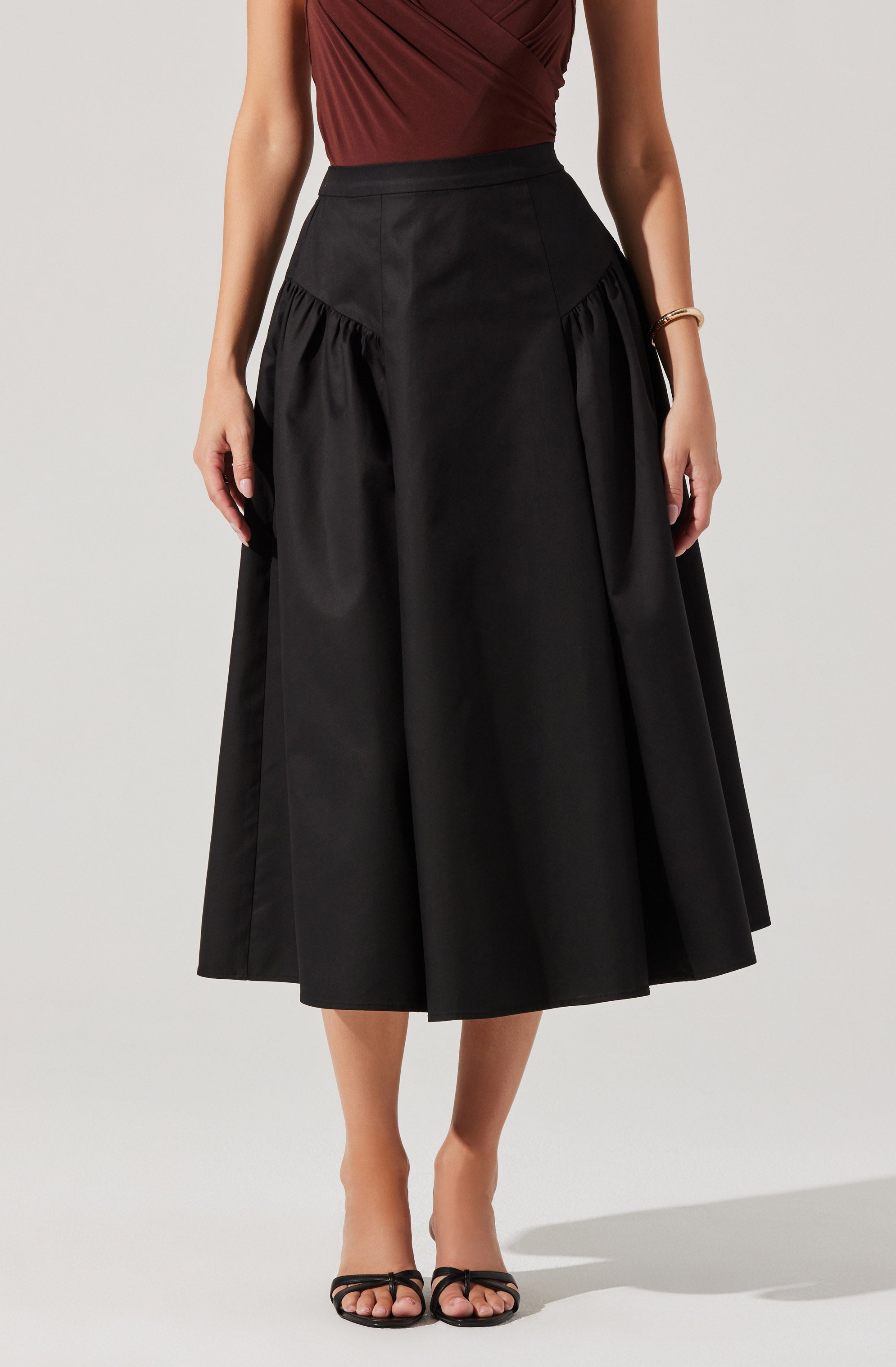 Laila Ruched Detail Midi Skirt