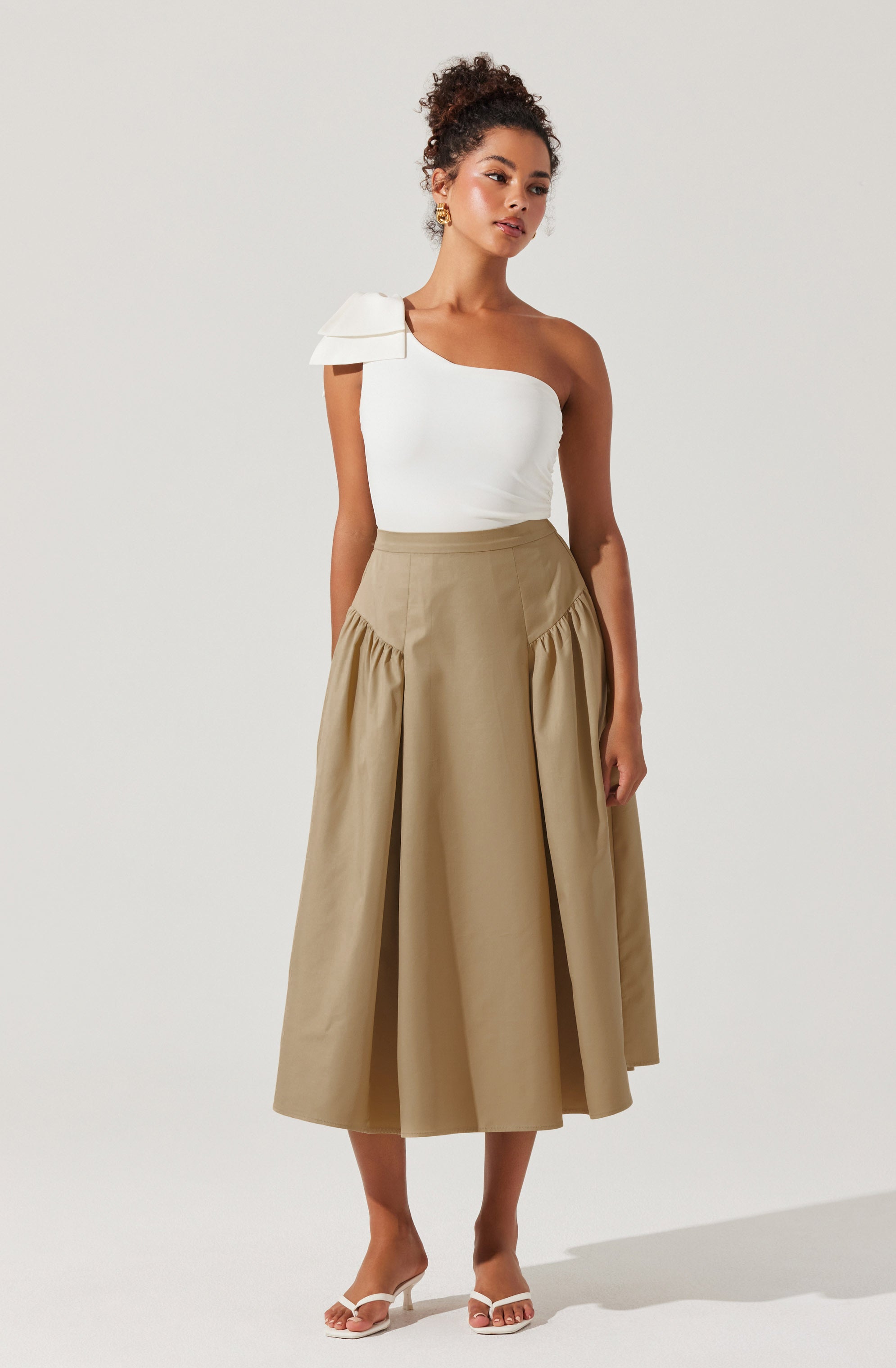 Laila Ruched Detail Midi Skirt