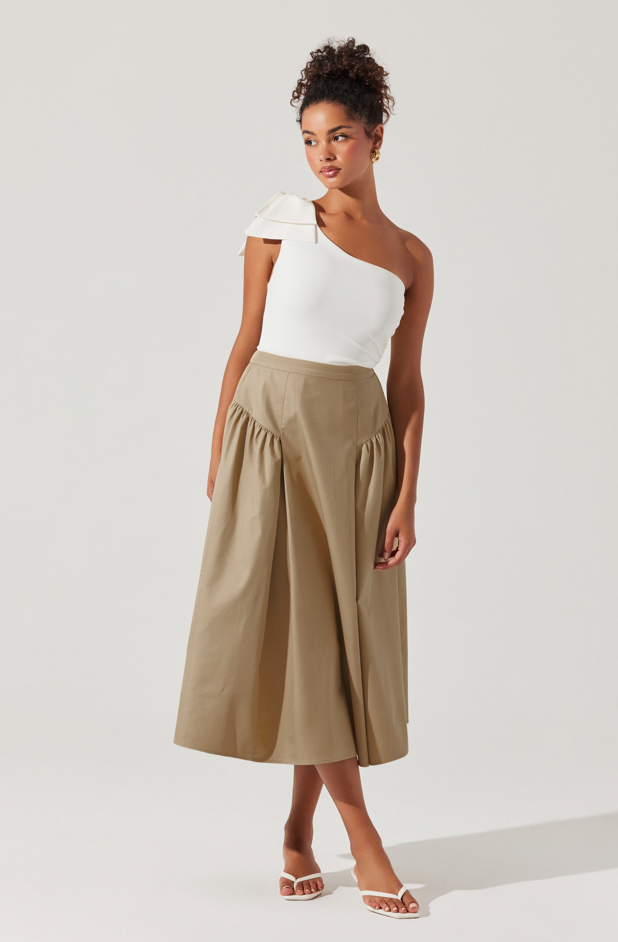 Laila Ruched Detail Midi Skirt
