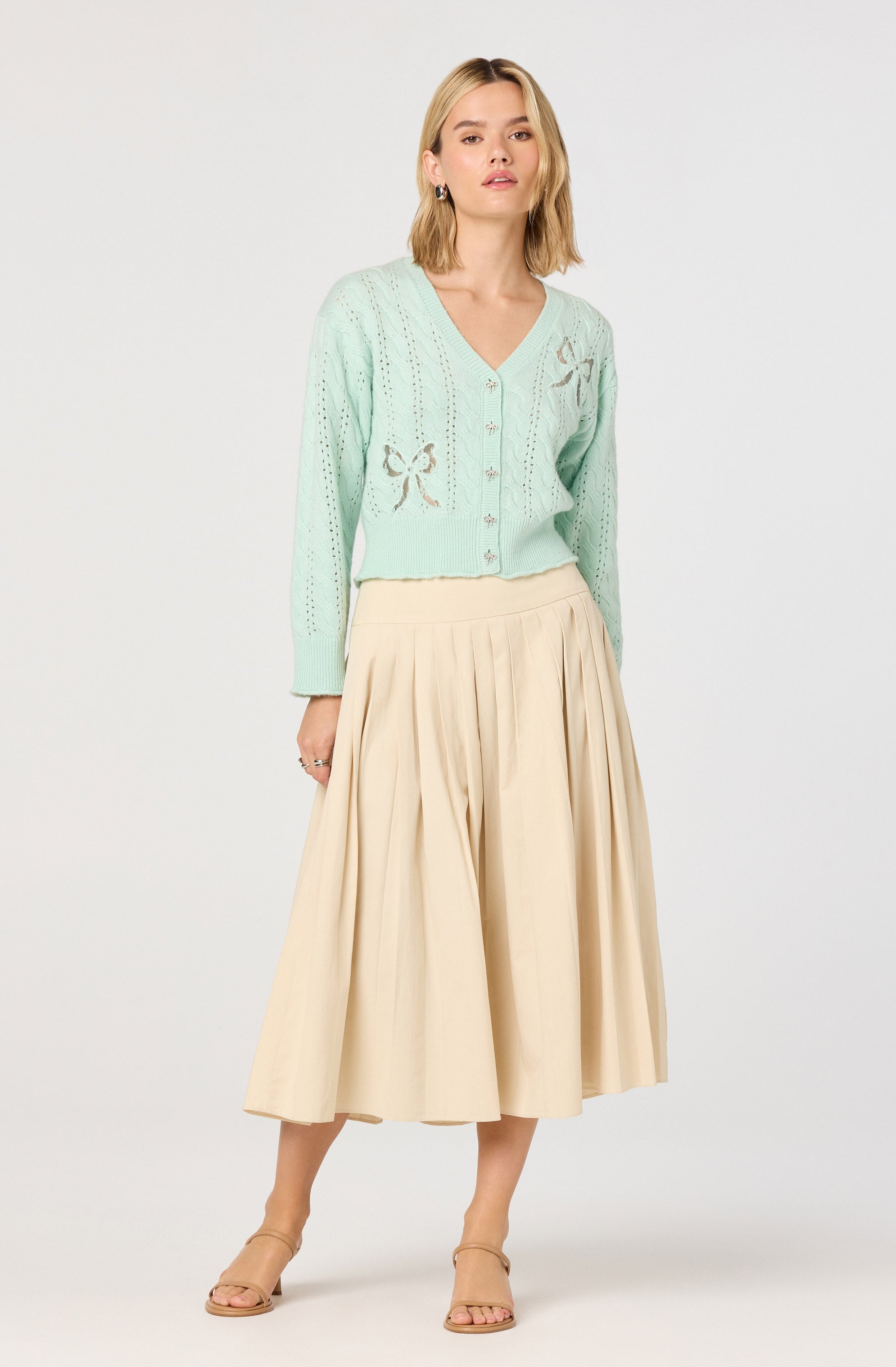 Aubrianna Pleated Midi Skirt