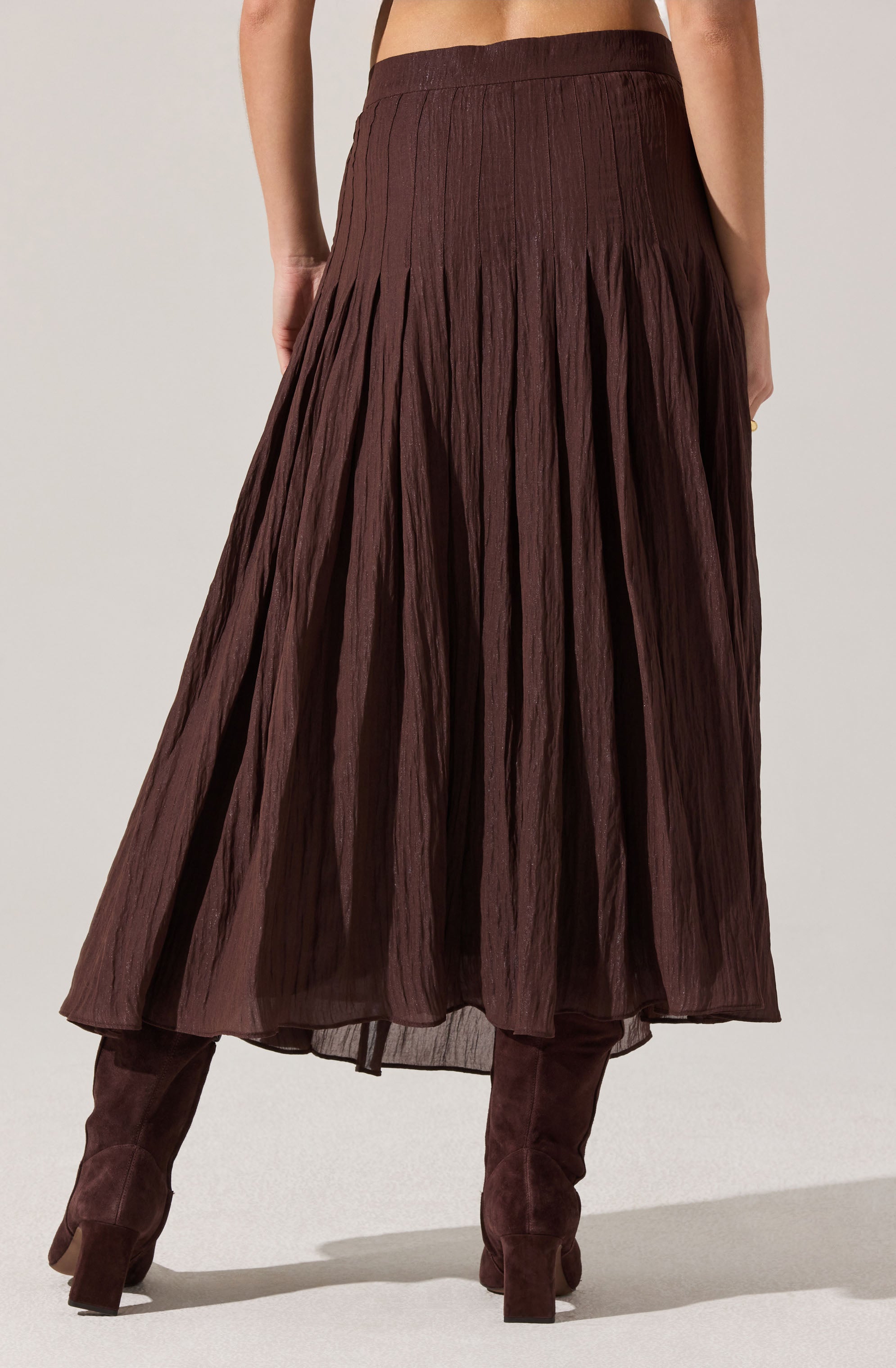 Daivini Pleated Crinkle Midi Skirt
