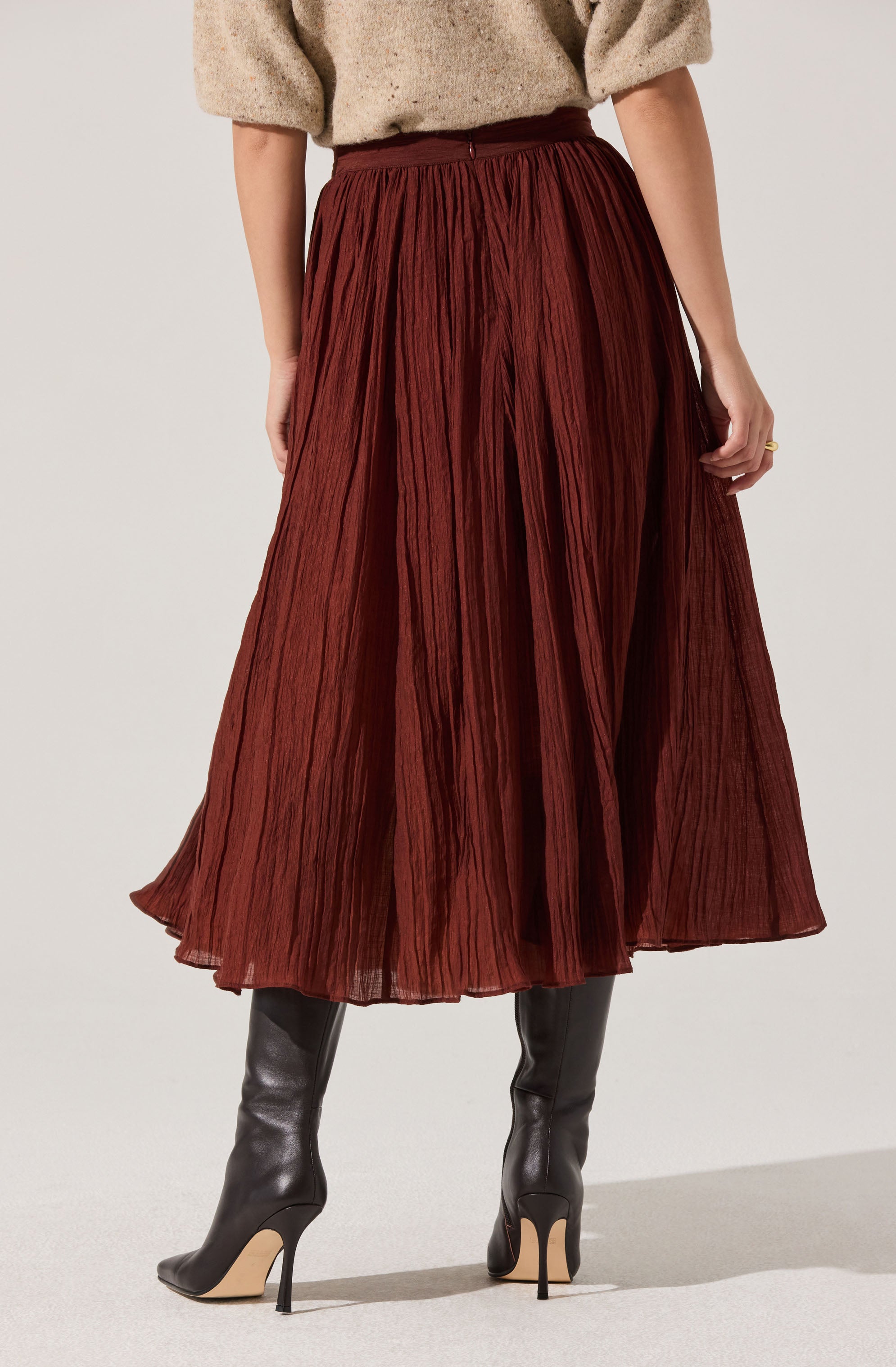 Salome Pleated Flare Midi Skirt