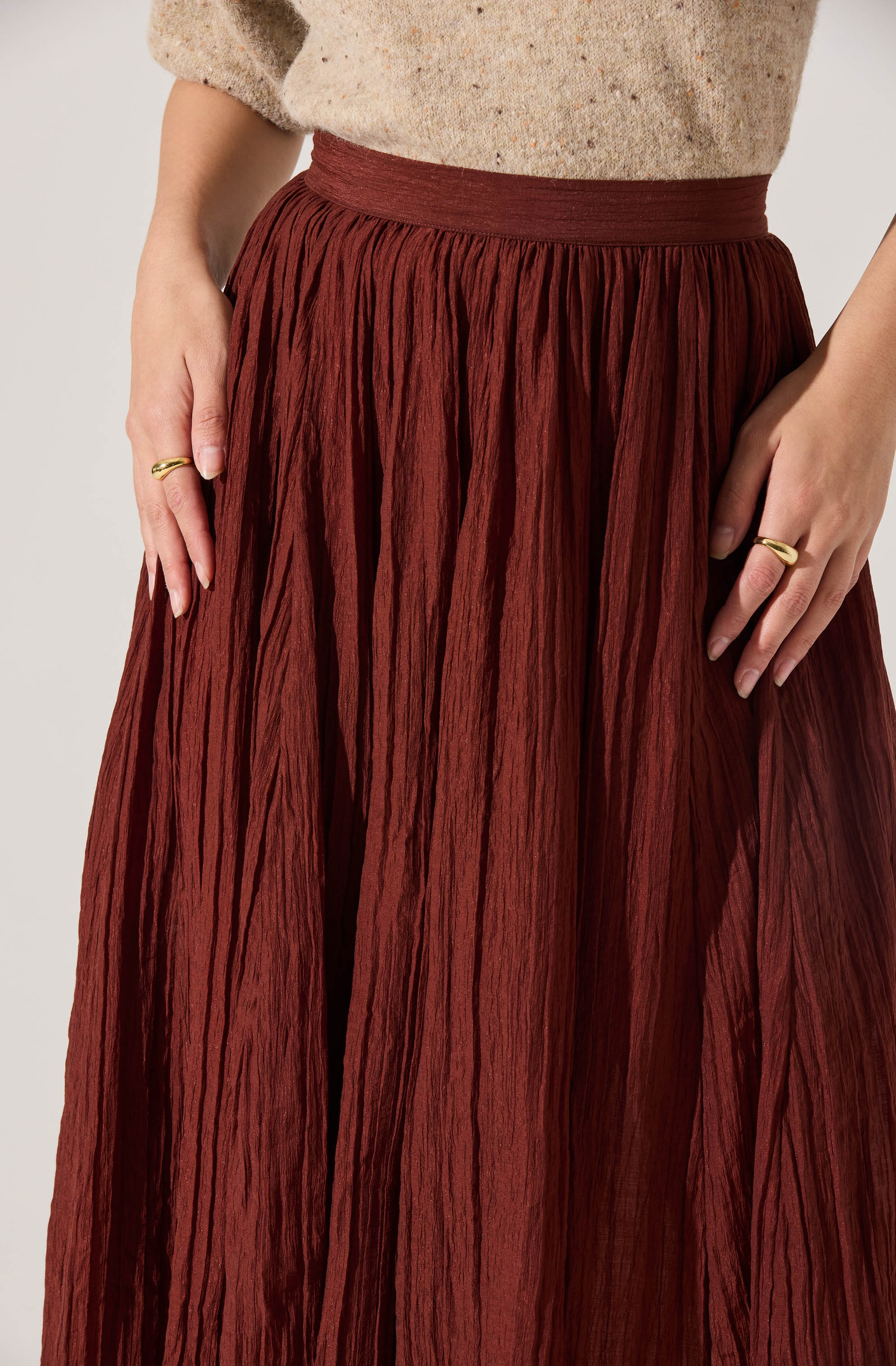 Salome Pleated Flare Midi Skirt