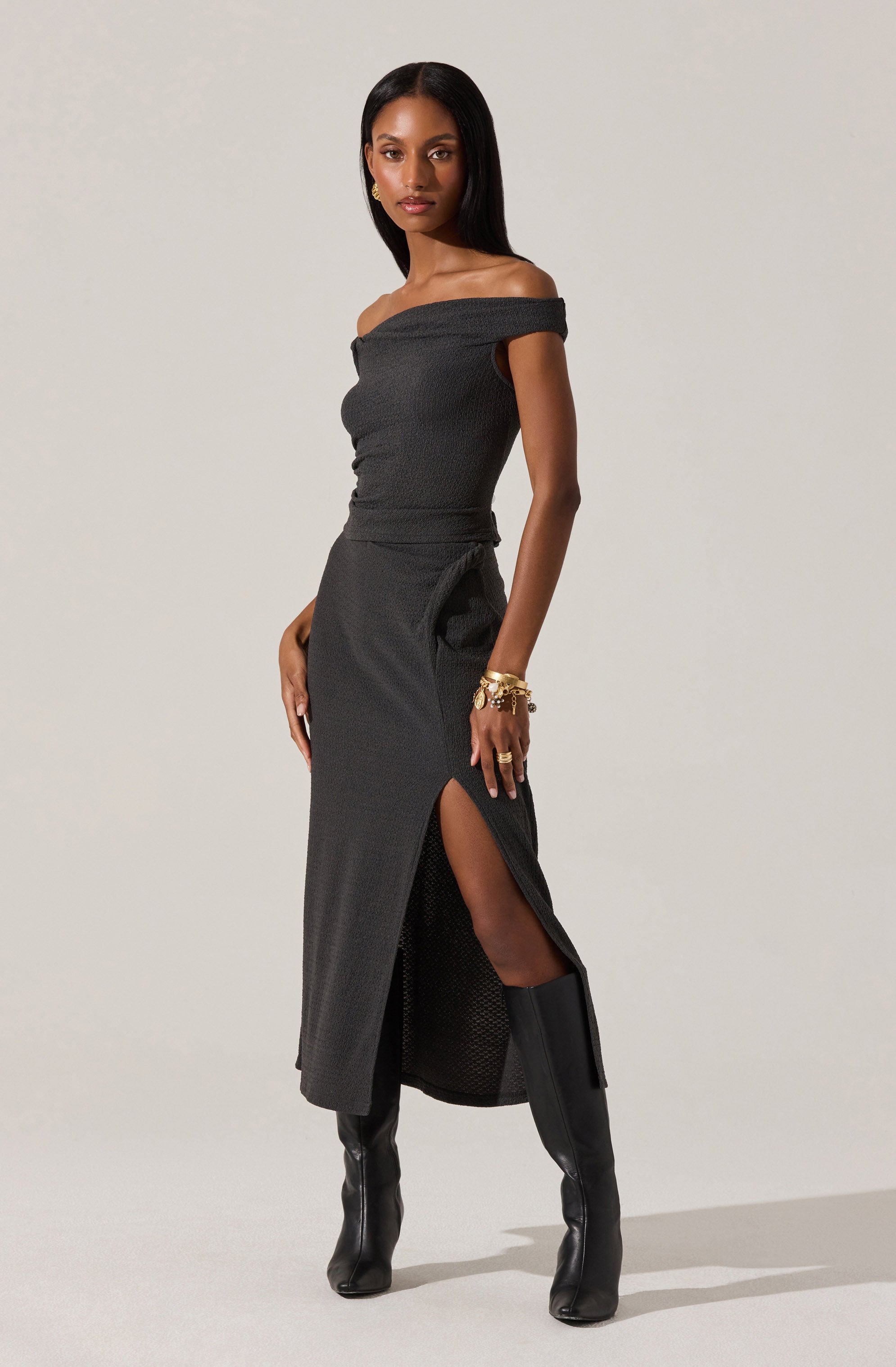 Lindy Twist Detail Midi Skirt