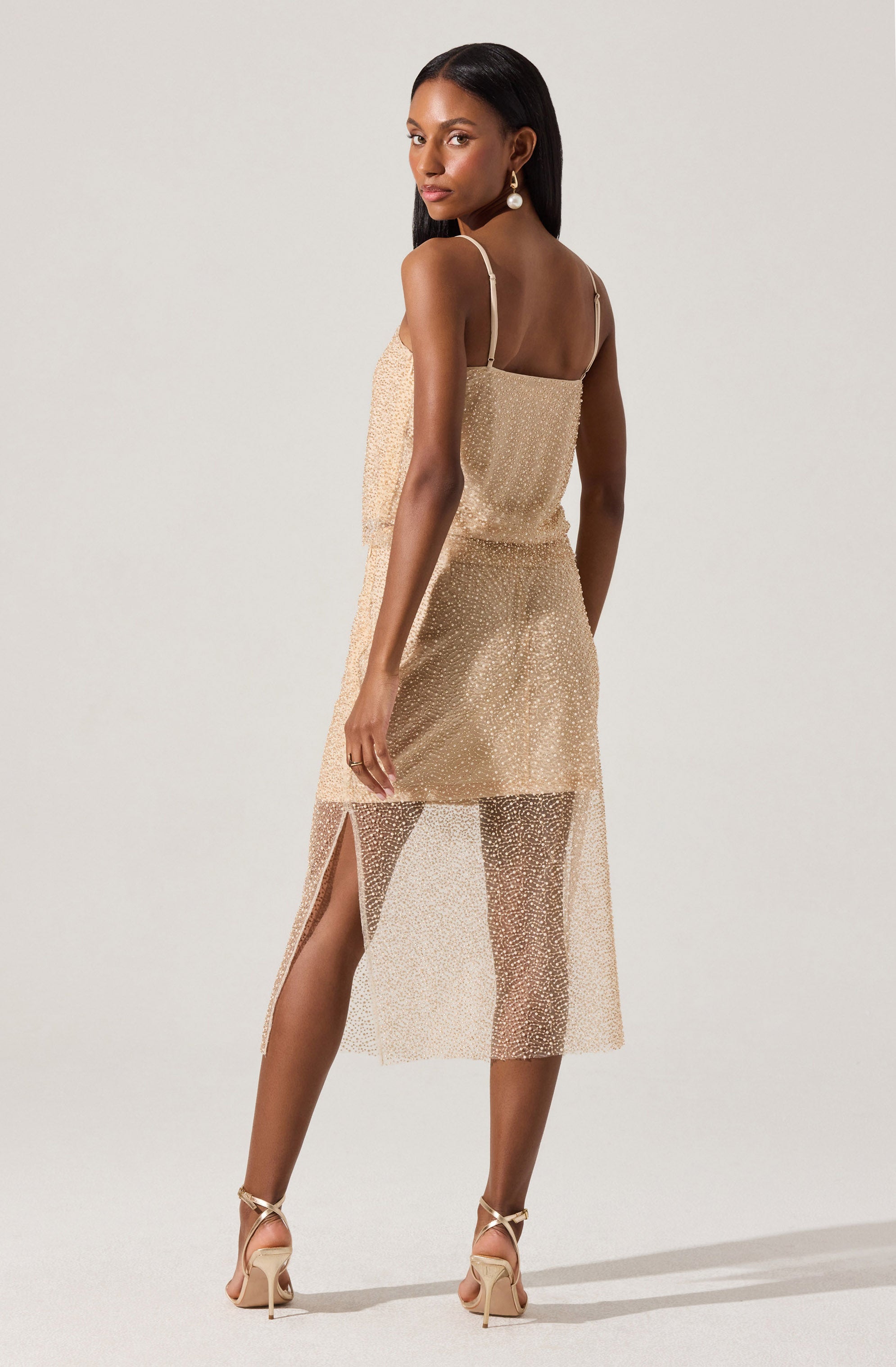 Messina Pearl Embellished Midi Skirt