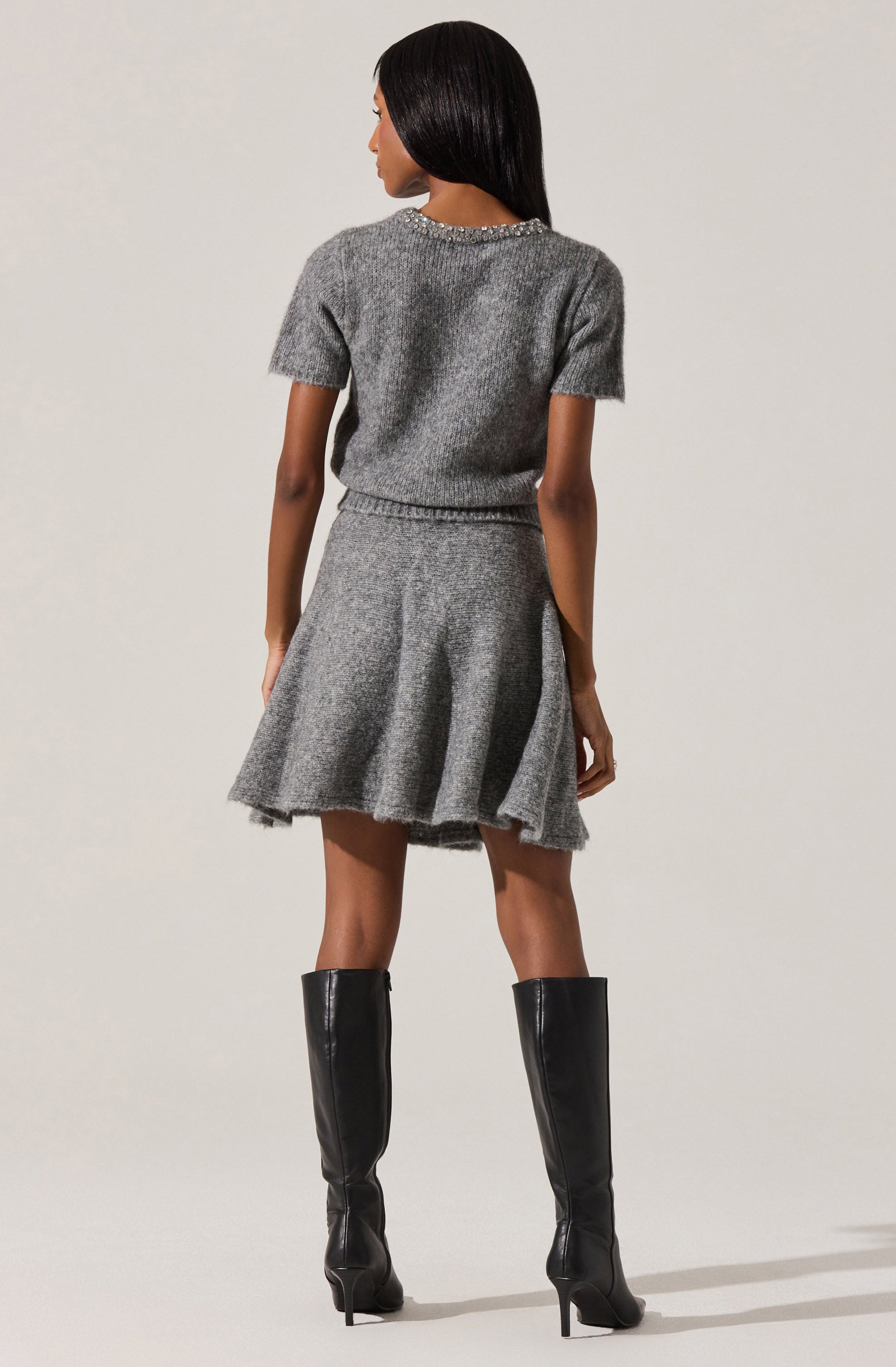 Malvie Flared Mini Sweater Skirt