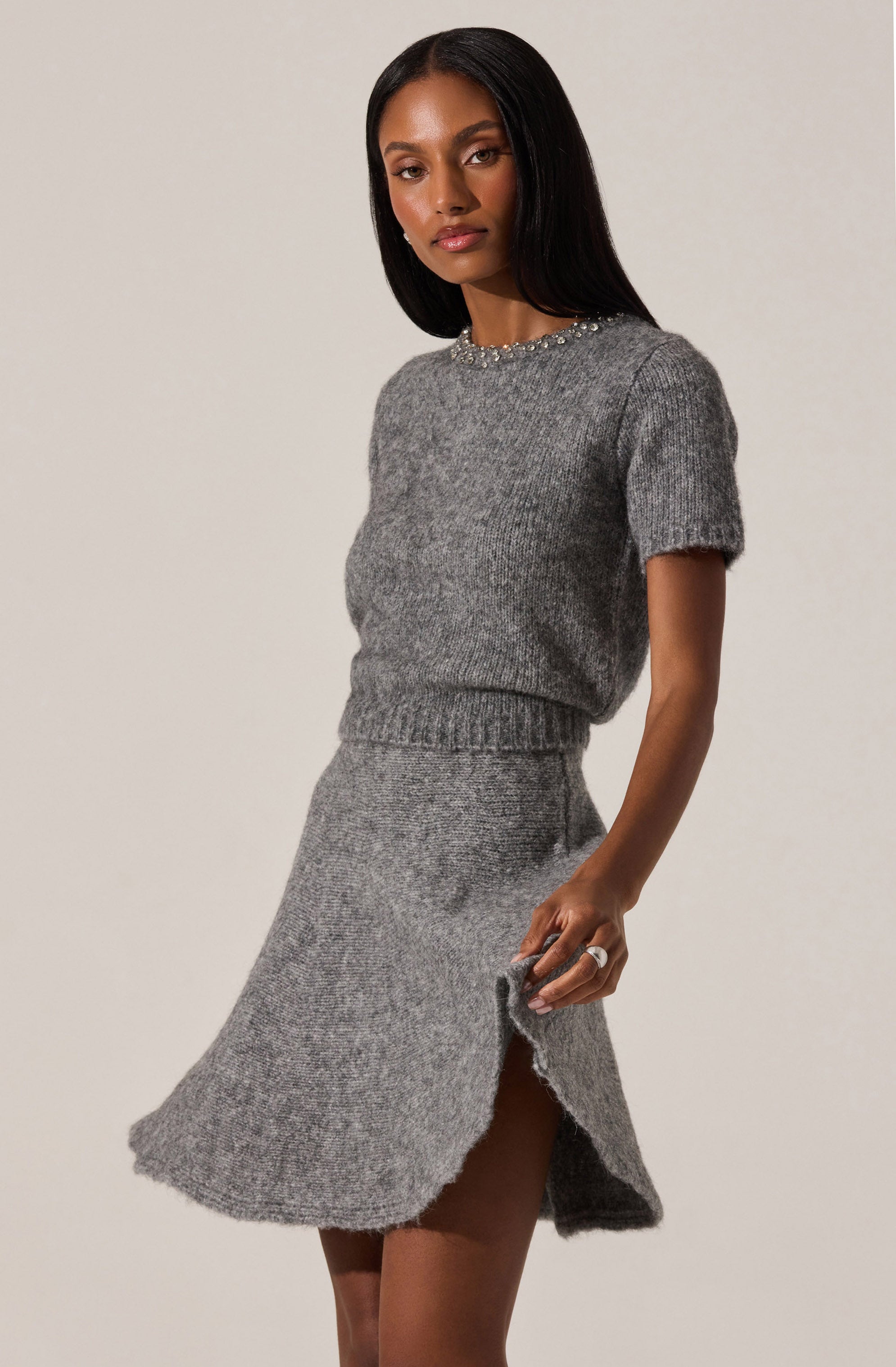 Malvie Flared Mini Sweater Skirt