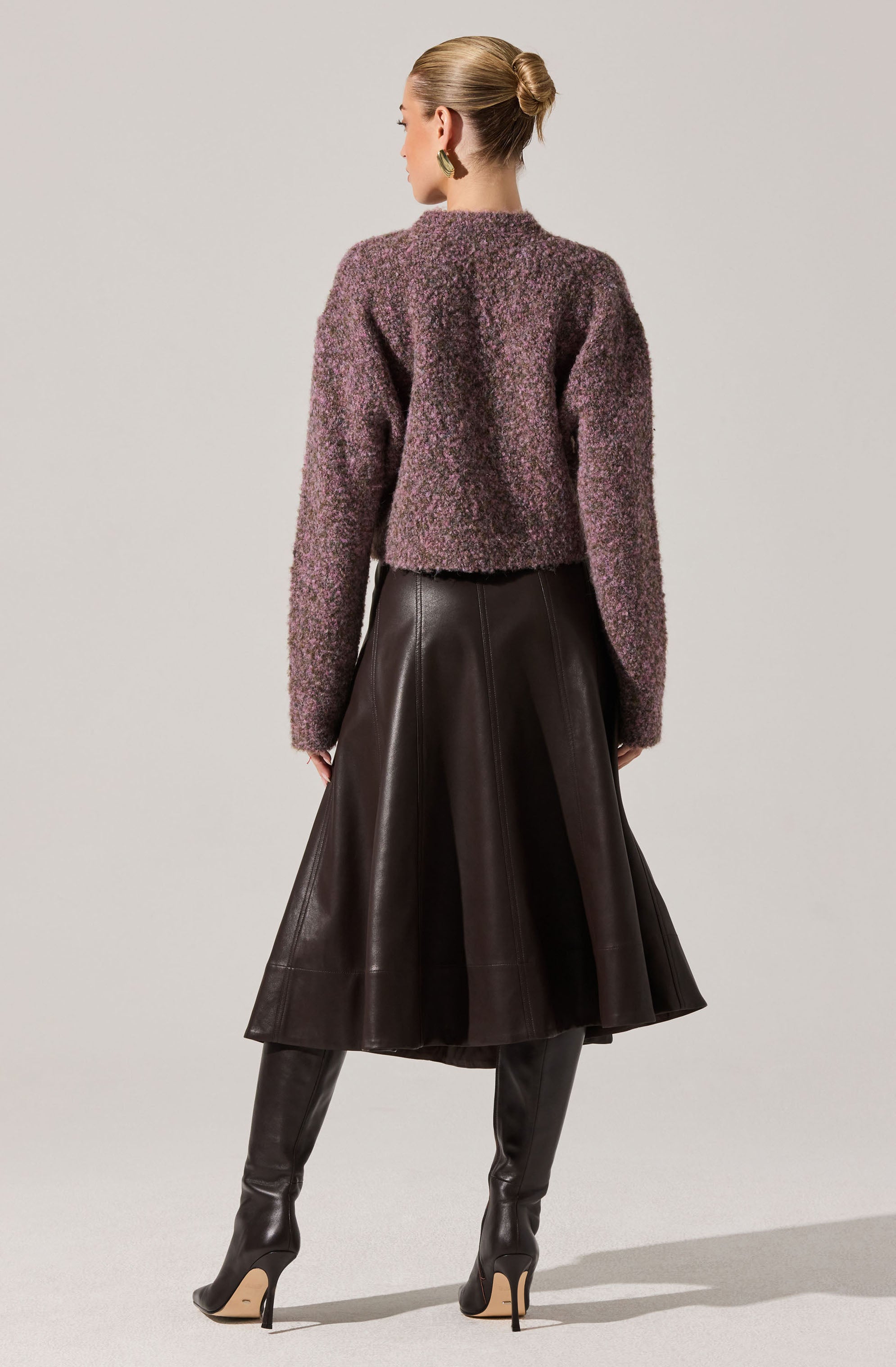 Zhuri Faxu Leather Midi Skirt