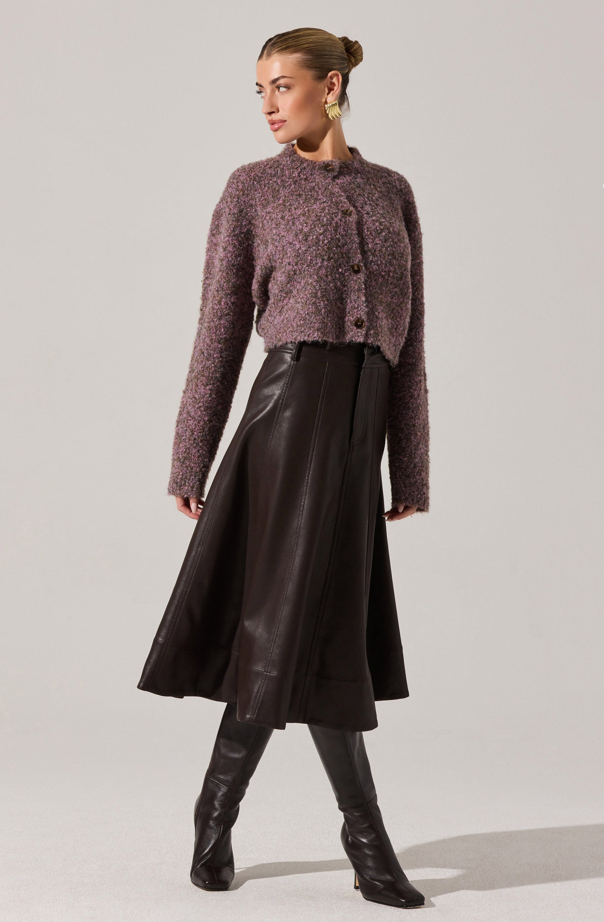 Zhuri Faxu Leather Midi Skirt