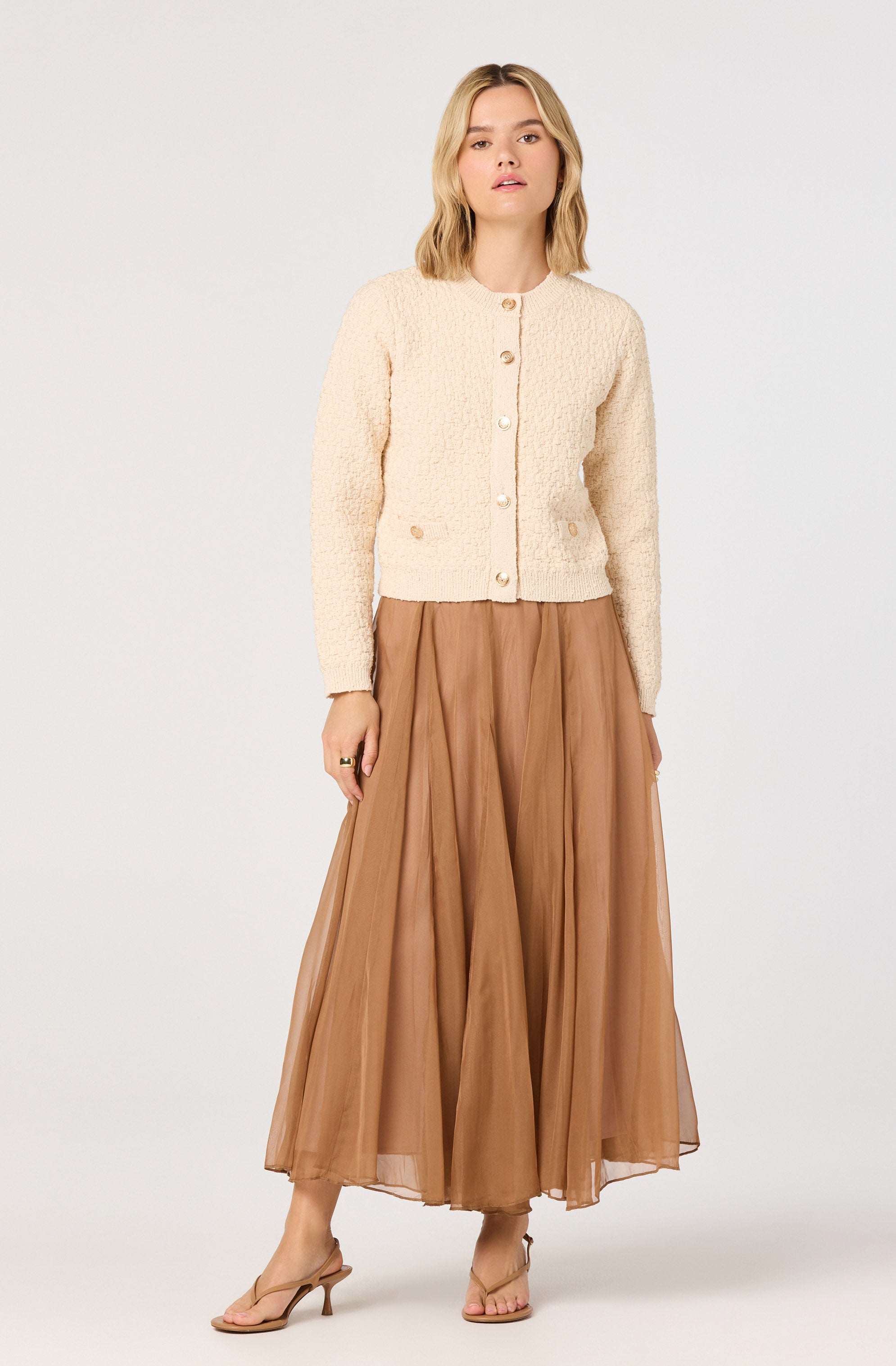 Fiori Flared Godet Maxi Skirt