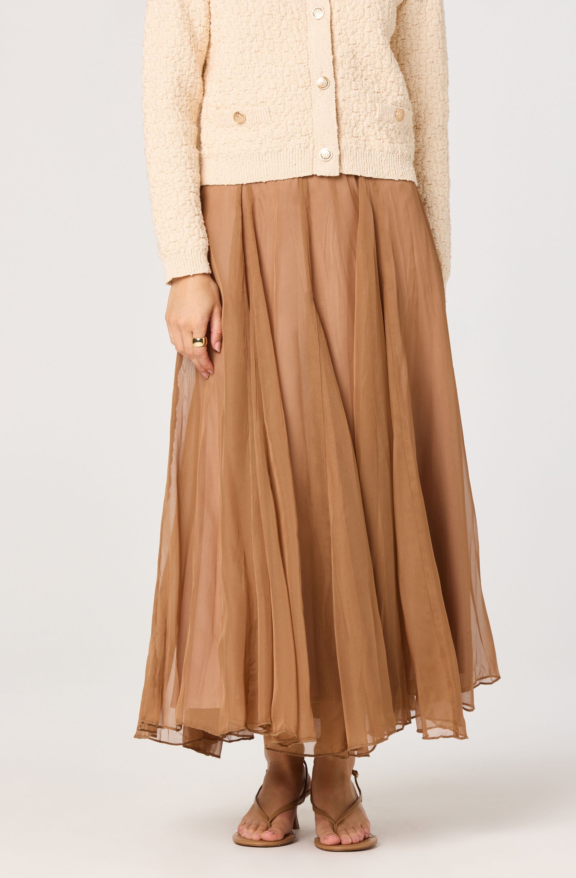 Fiori Flared Godet Maxi Skirt