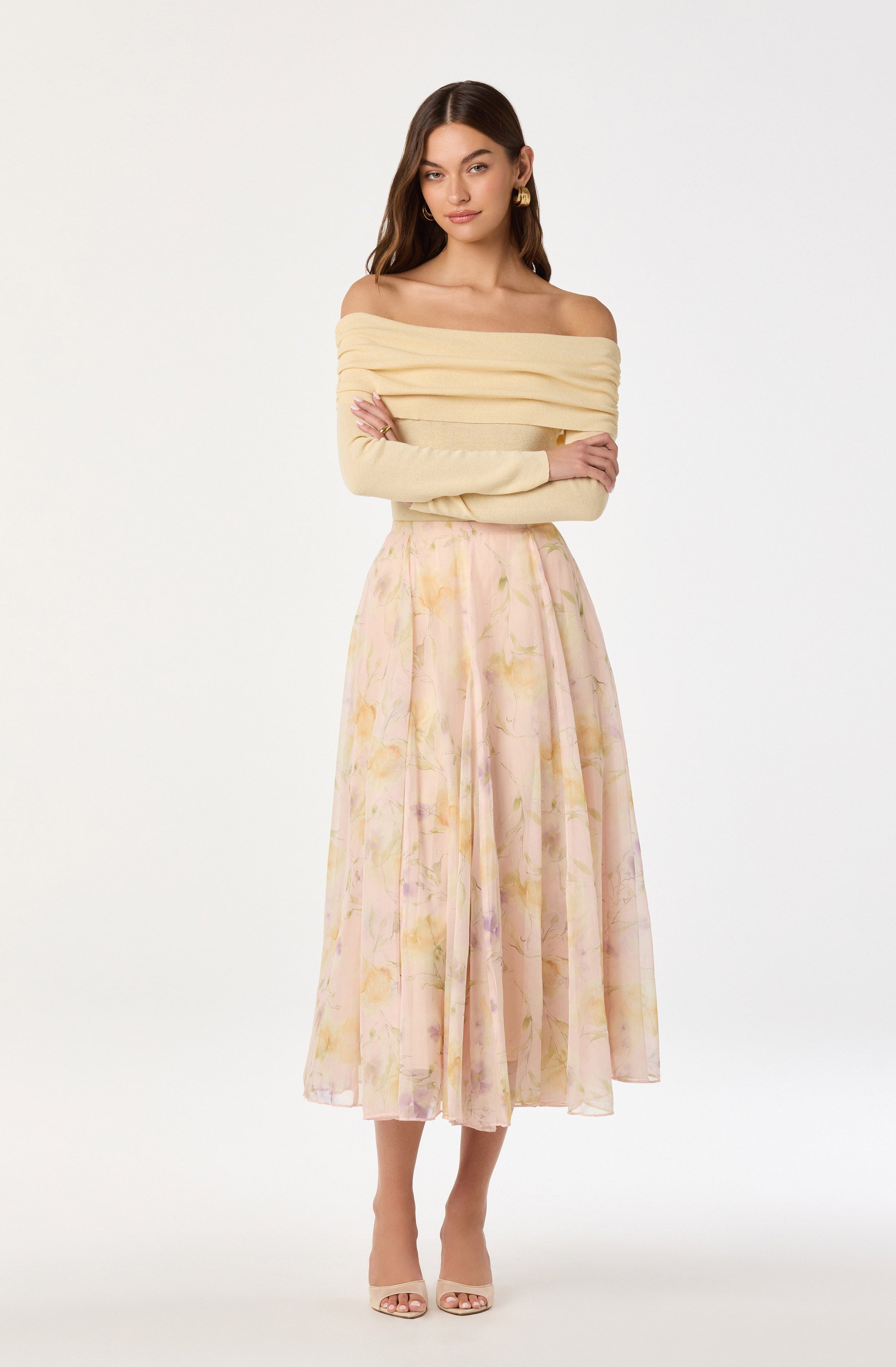 Fiori Foral Godet Maxi Skirt