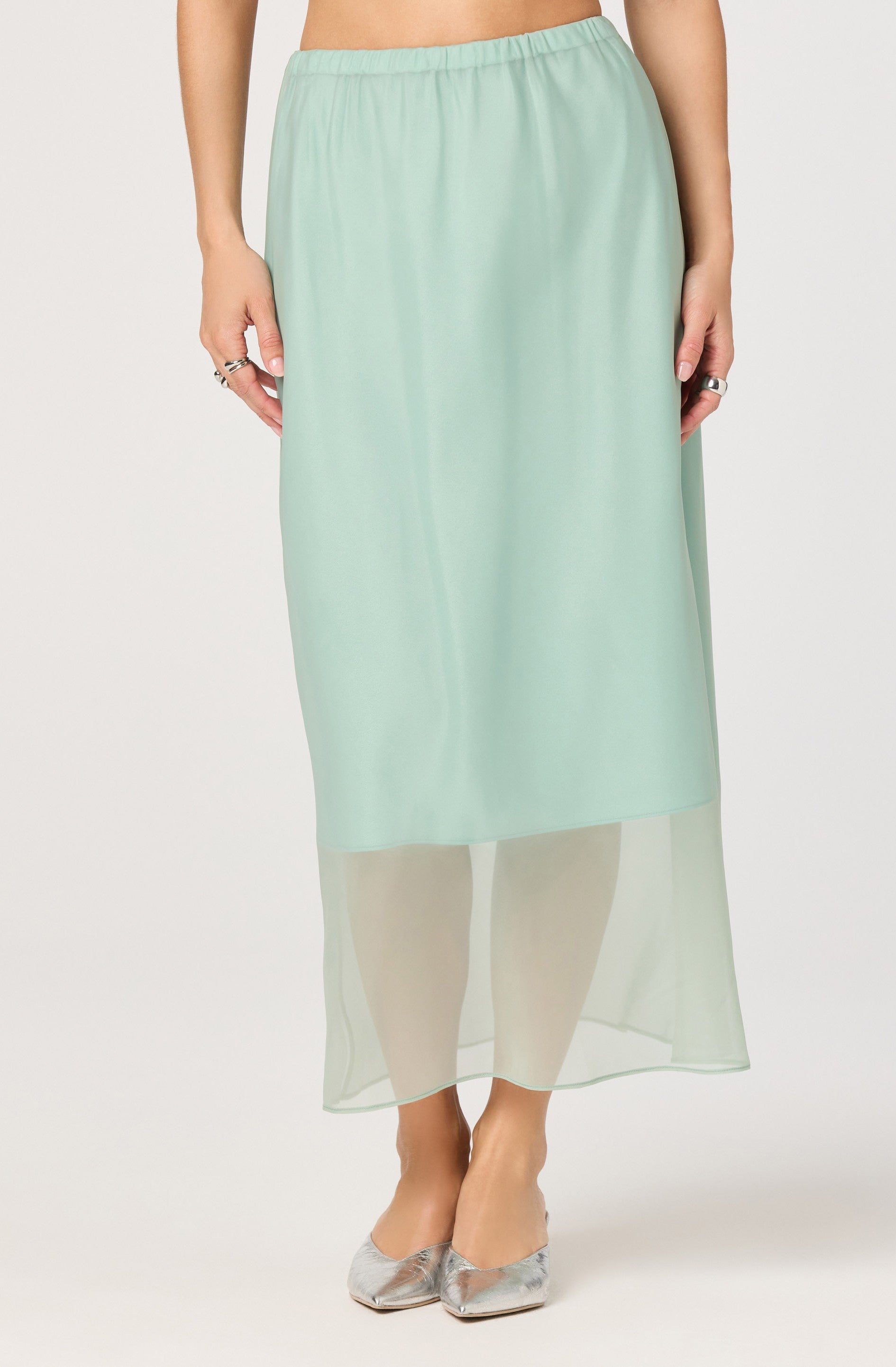 Keyara Sheer Overlay Maxi Skirt