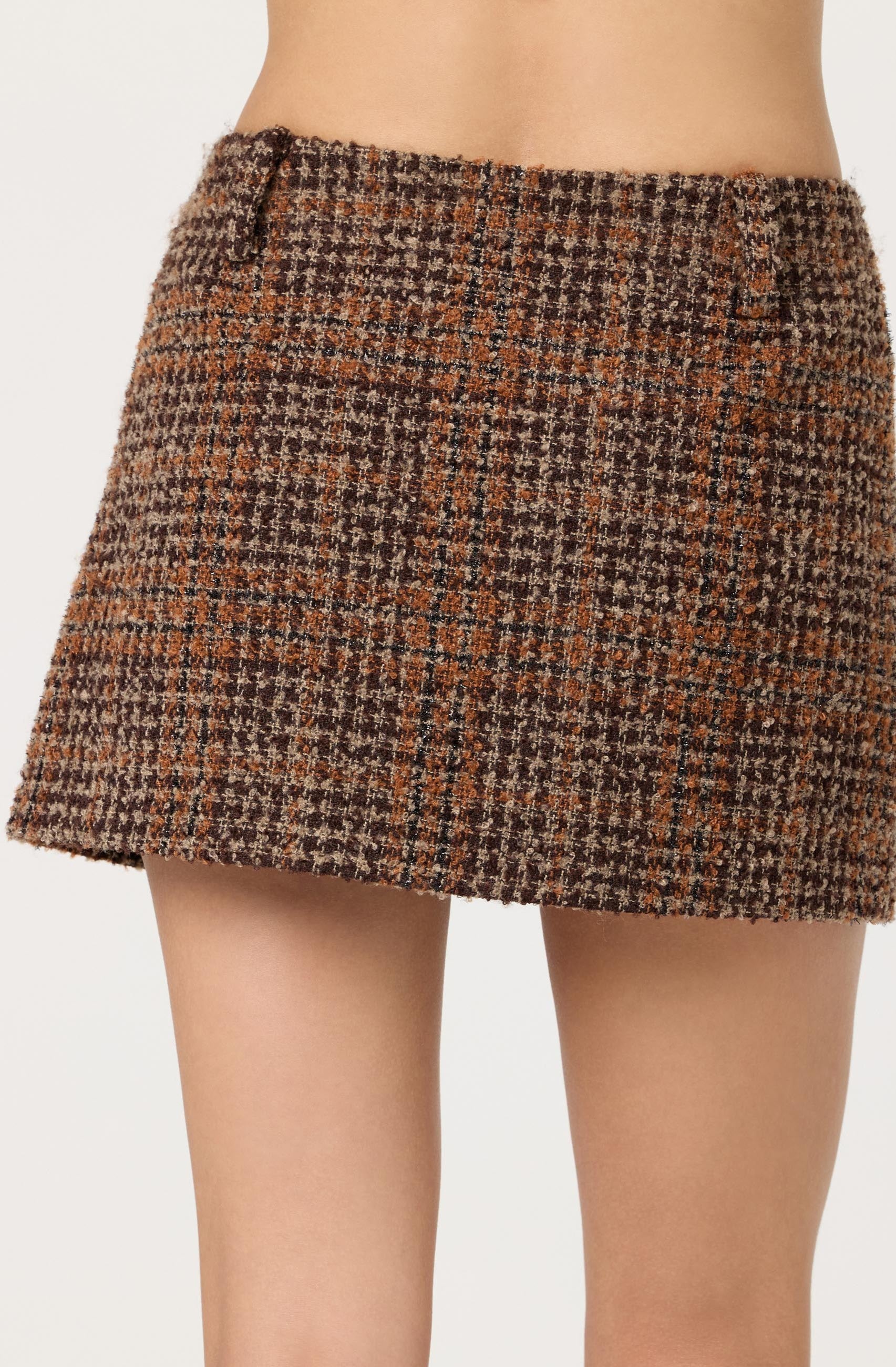 Kyleigh Plaid Tweed Mini Skirt