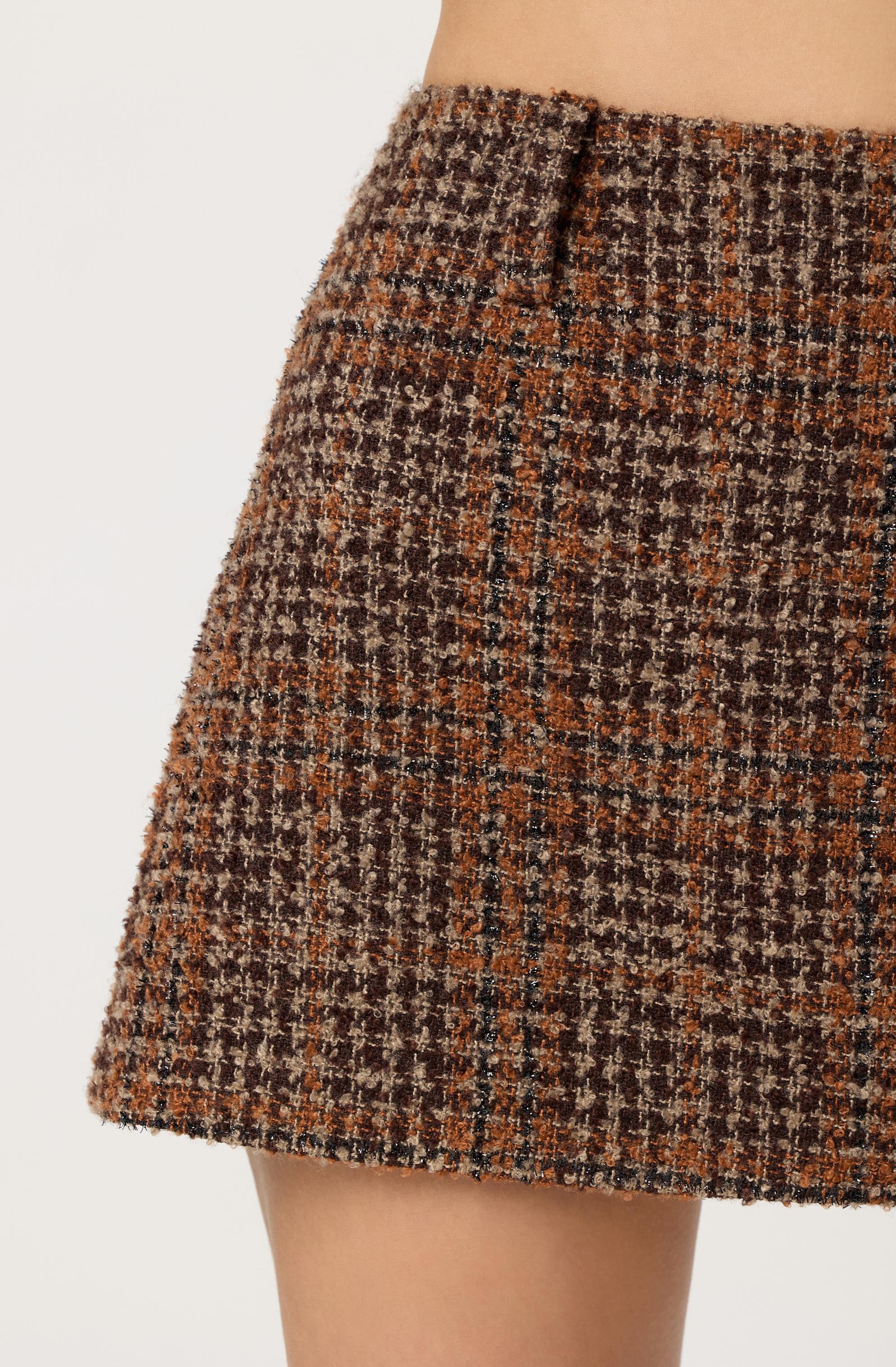 Kyleigh Plaid Tweed Mini Skirt