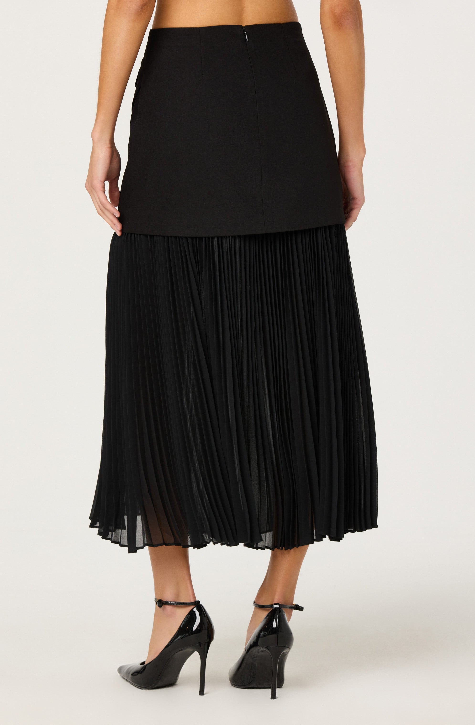 Deaile Contrast Layered Pleated Skirt