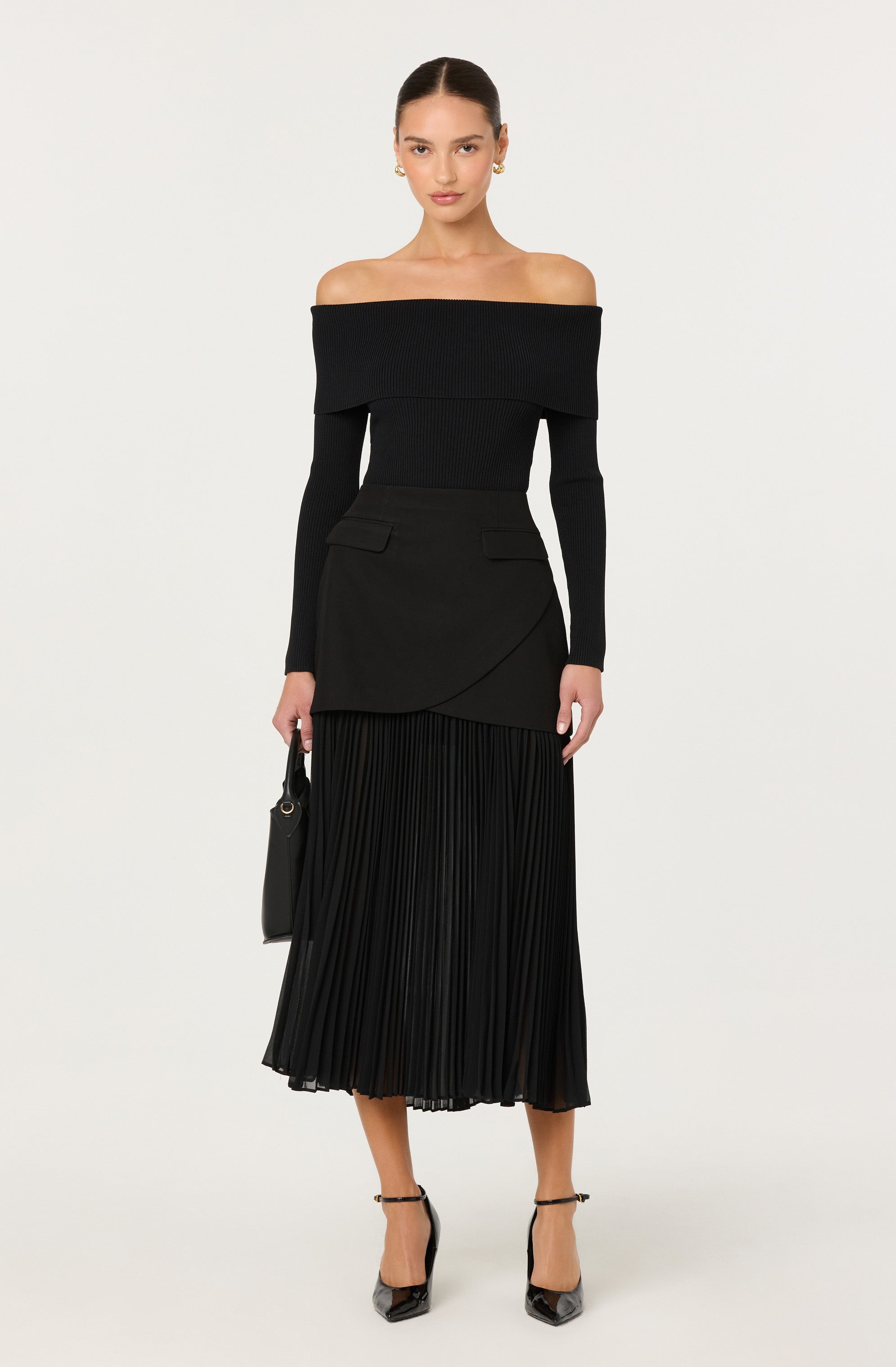 Deaile Contrast Layered Pleated Skirt