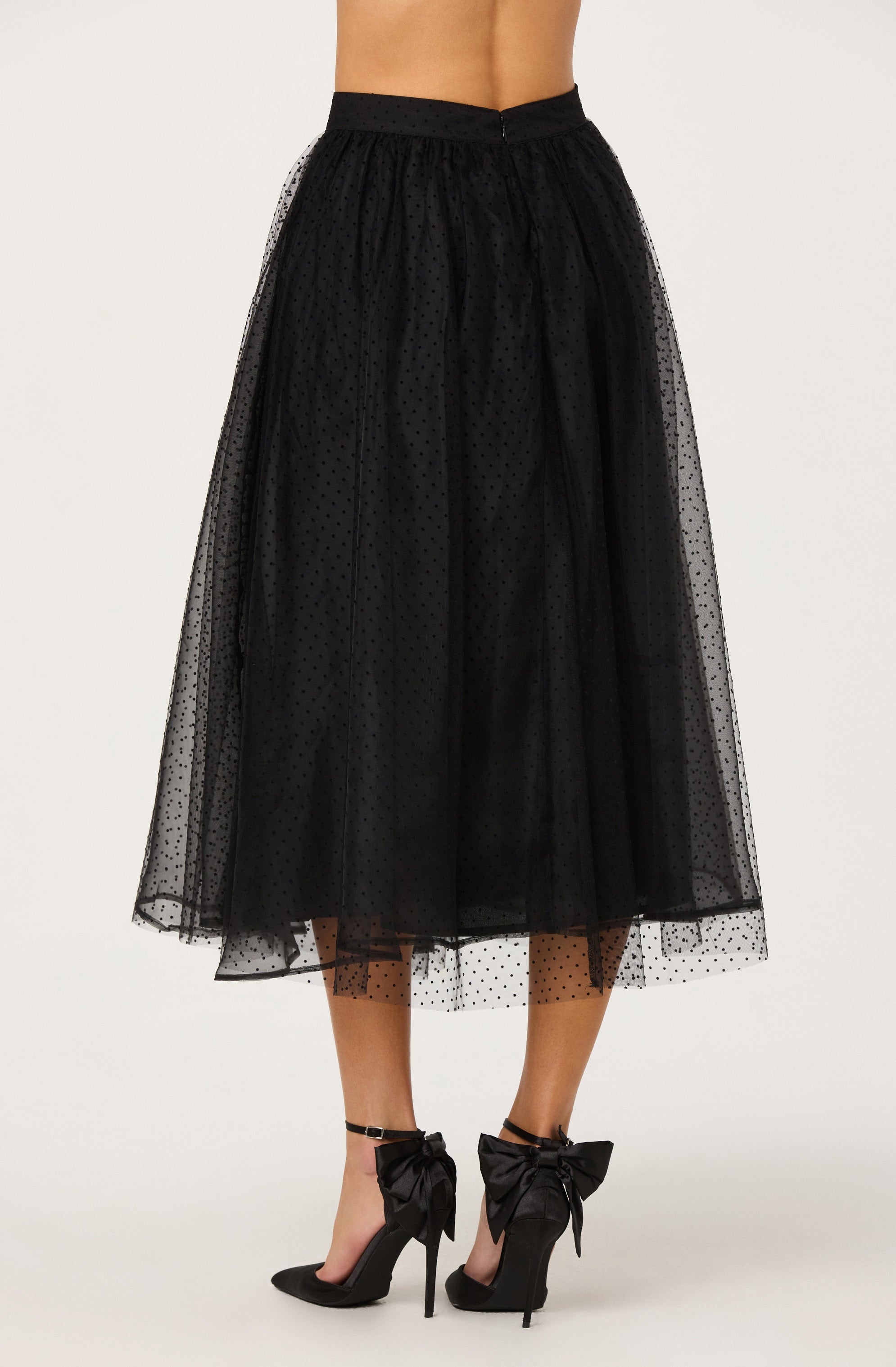 Lela Polka Dot Layered Midi Skirt